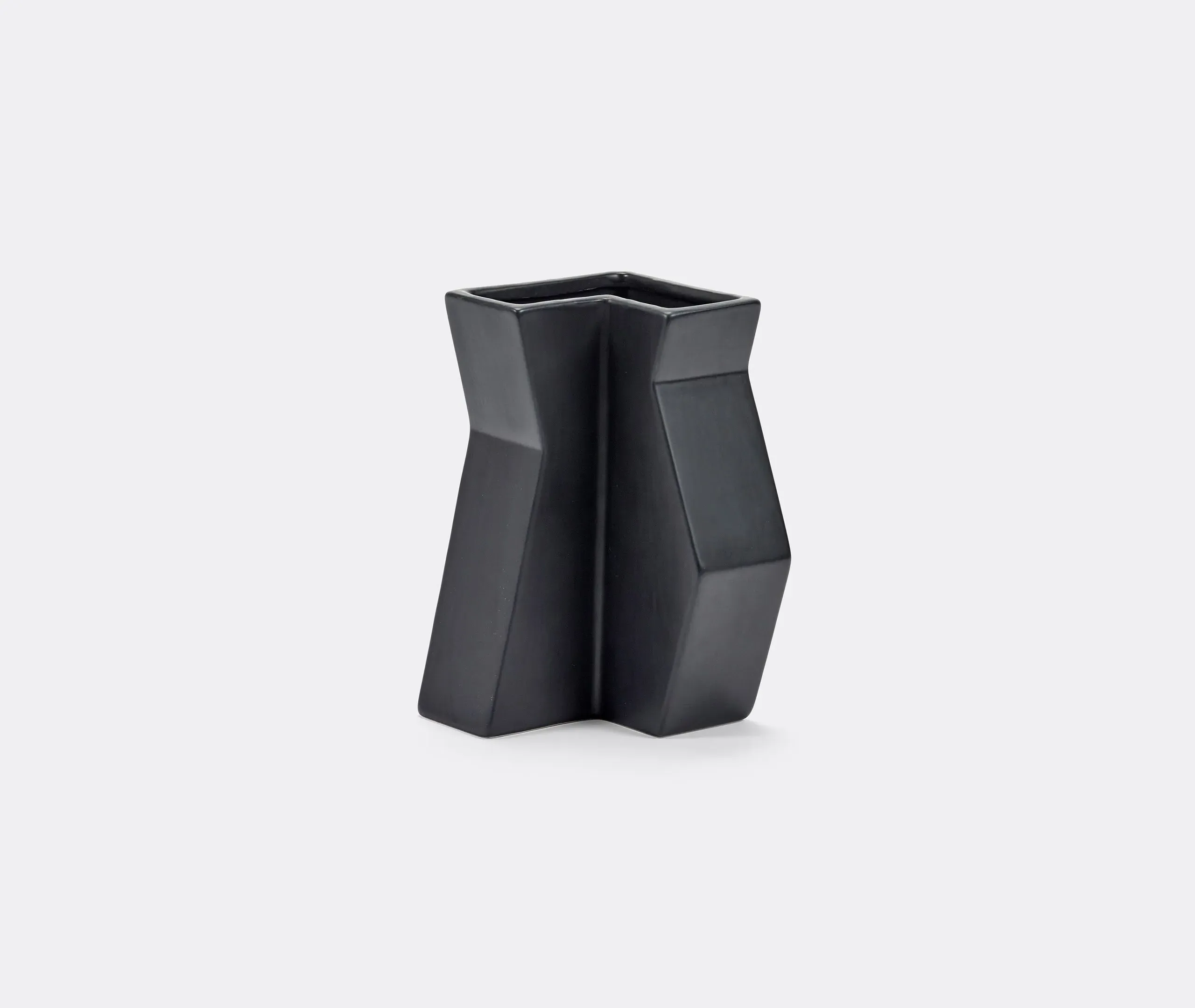 Sculptural Vase with Angular Design - Black, Ceramic image