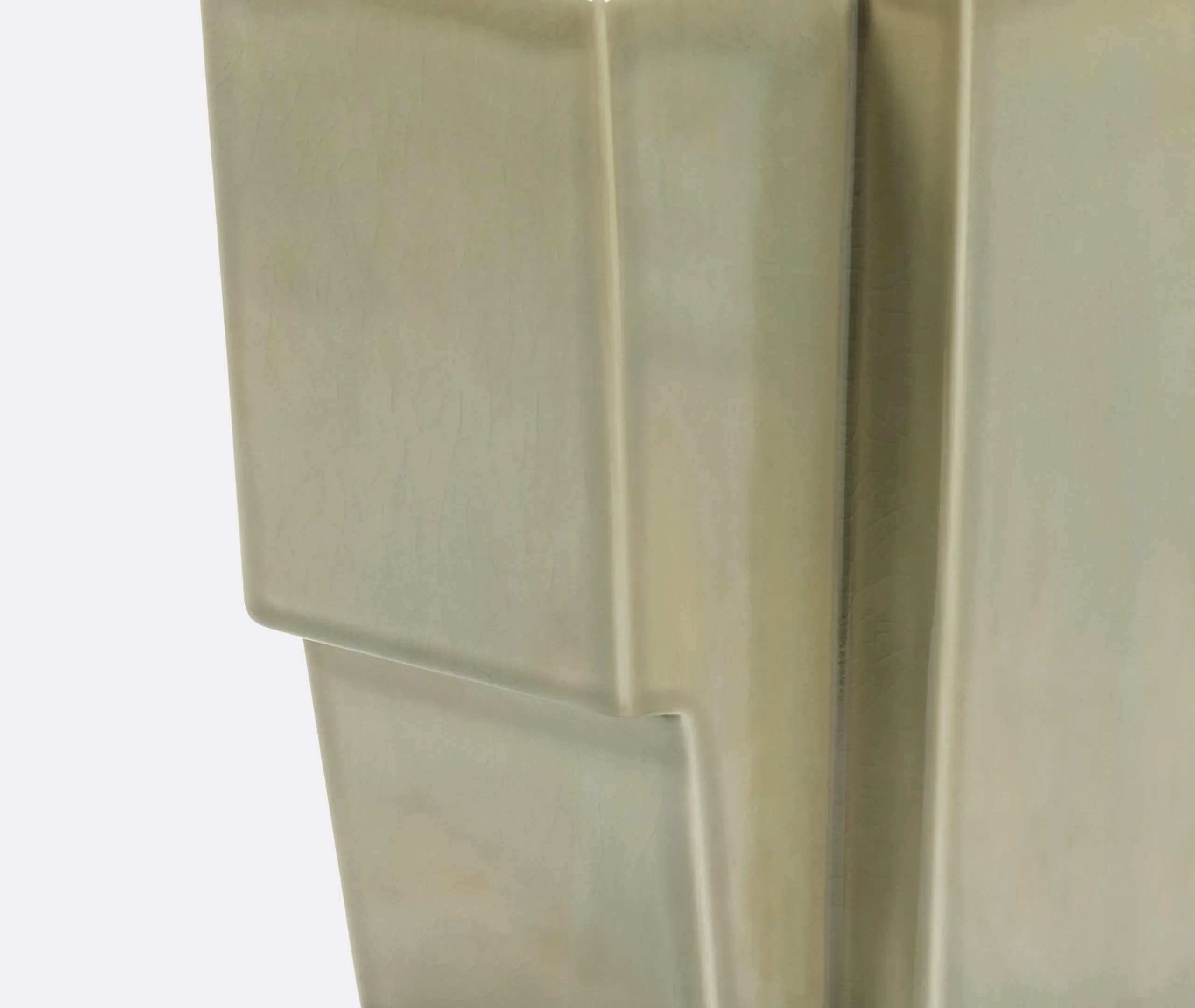 Sculptural Vase with Angular Design - Green