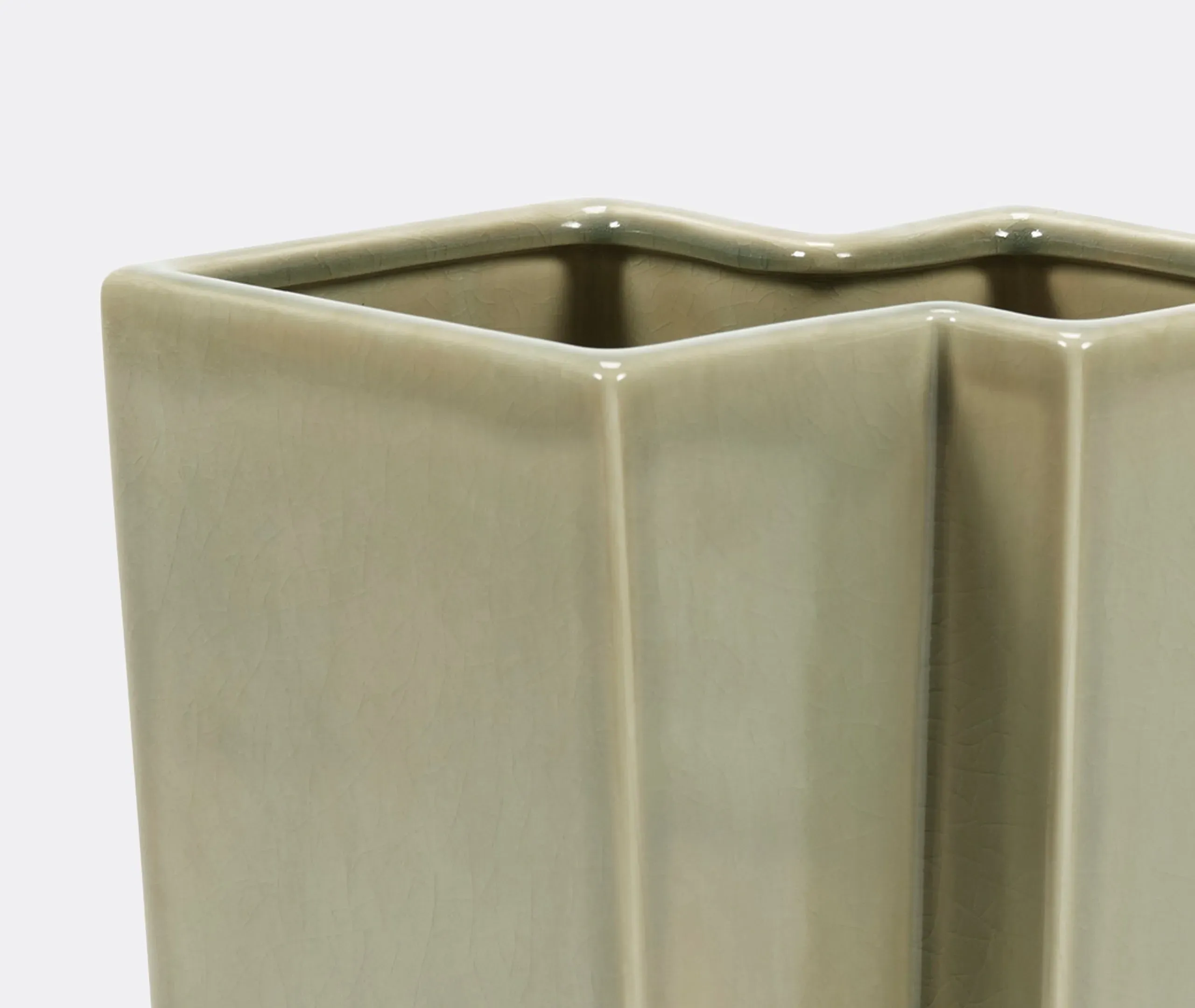 Sculptural Vase with Angular Design - Green