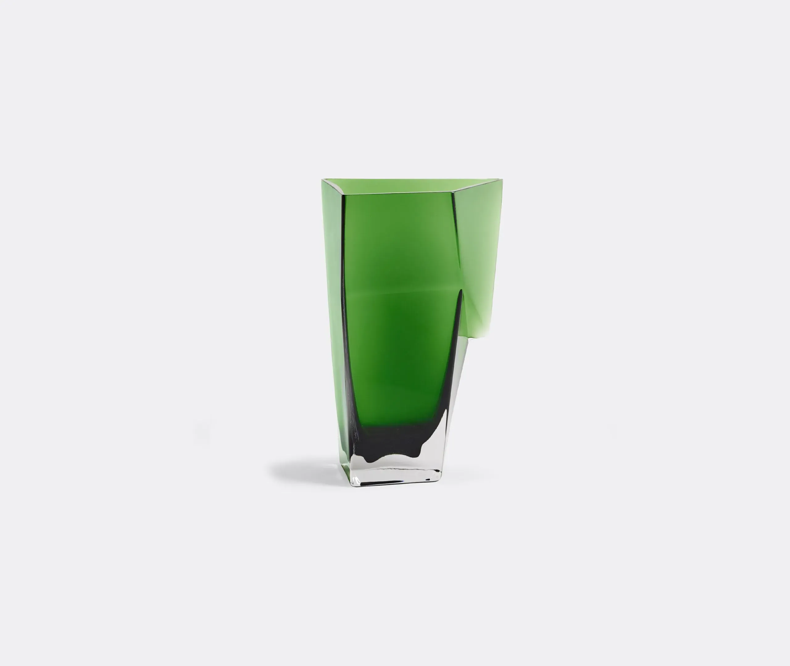 Sculptural Vase with Angular Design - Green, Glass