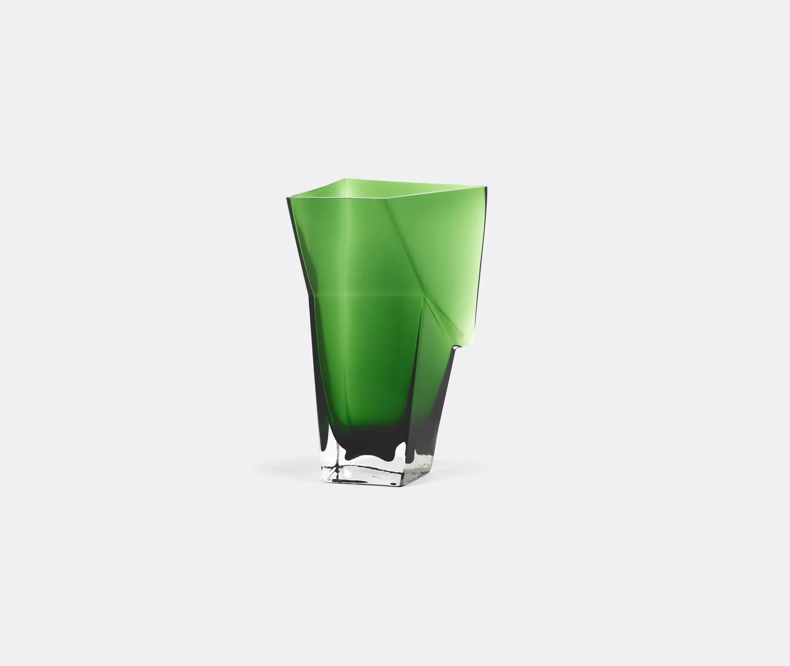 Sculptural Vase with Angular Design - Green, Glass