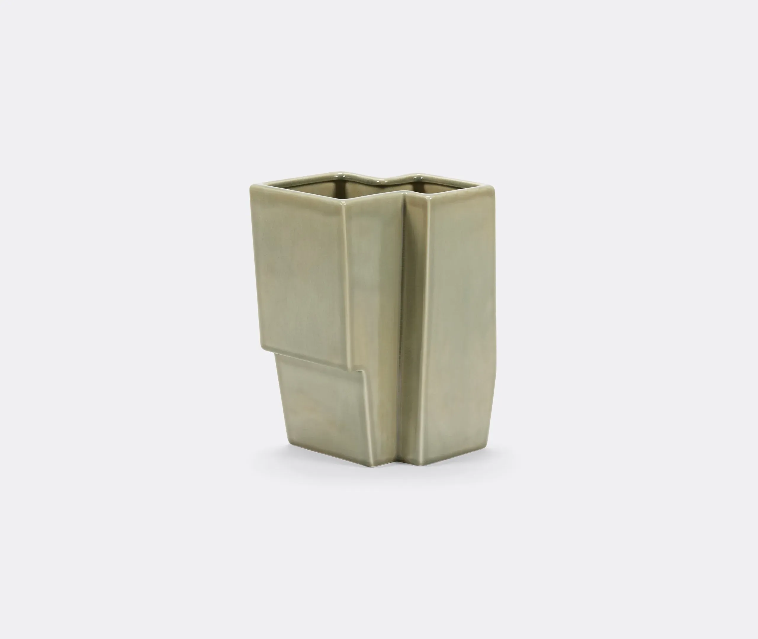 Sculptural Vase with Angular Design - Green image