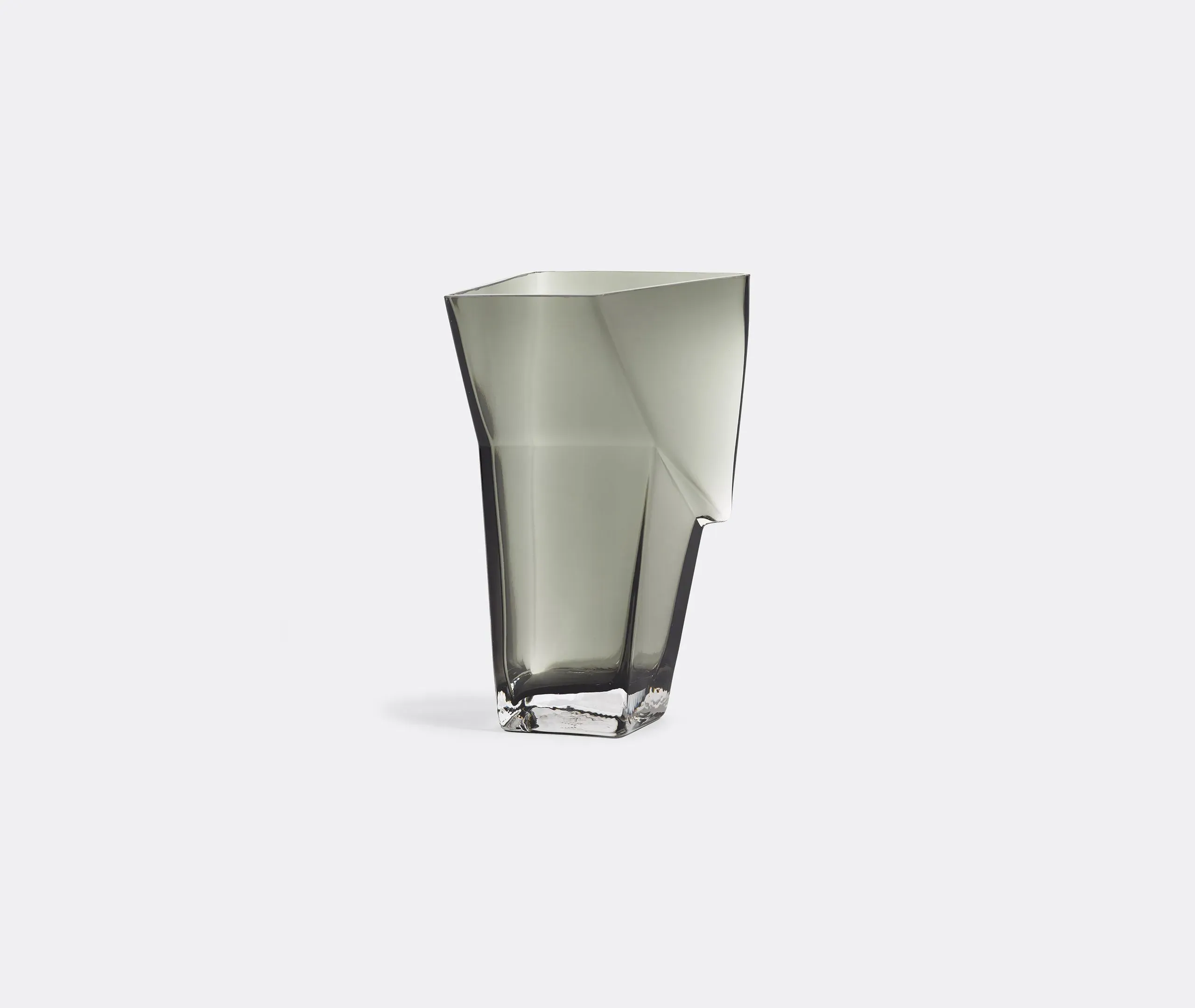 Sculptural Vase with Angular Design - Grey, Glass