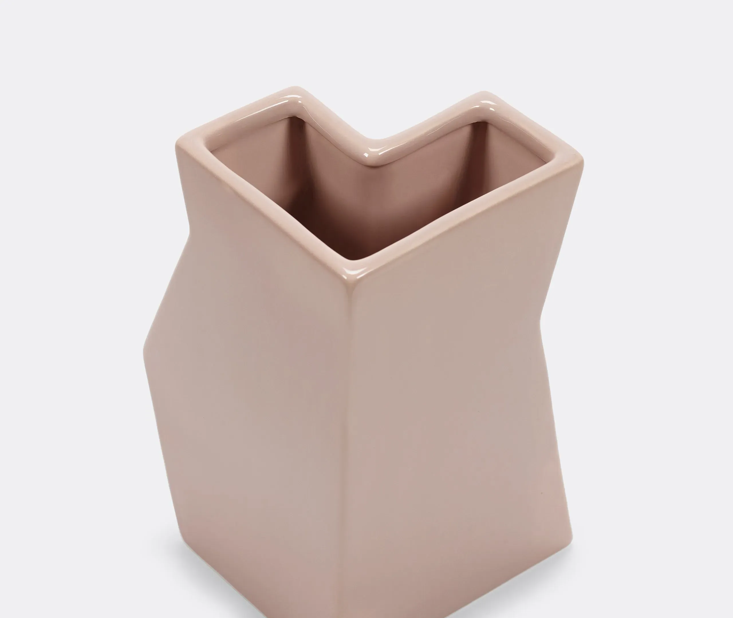 Sculptural Vase with Angular Design - Pink, Ceramic