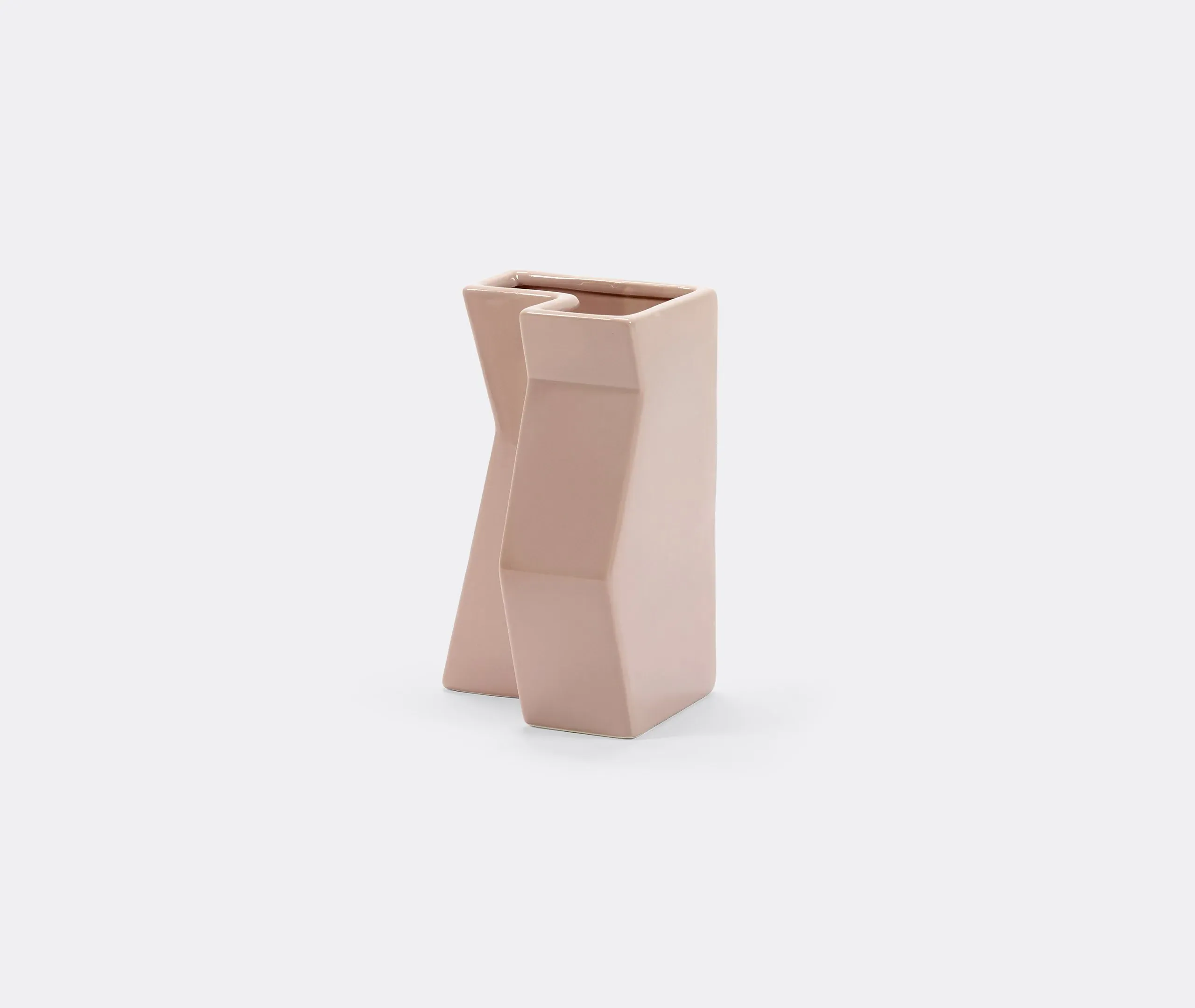 Sculptural Vase with Angular Design - Pink, Ceramic