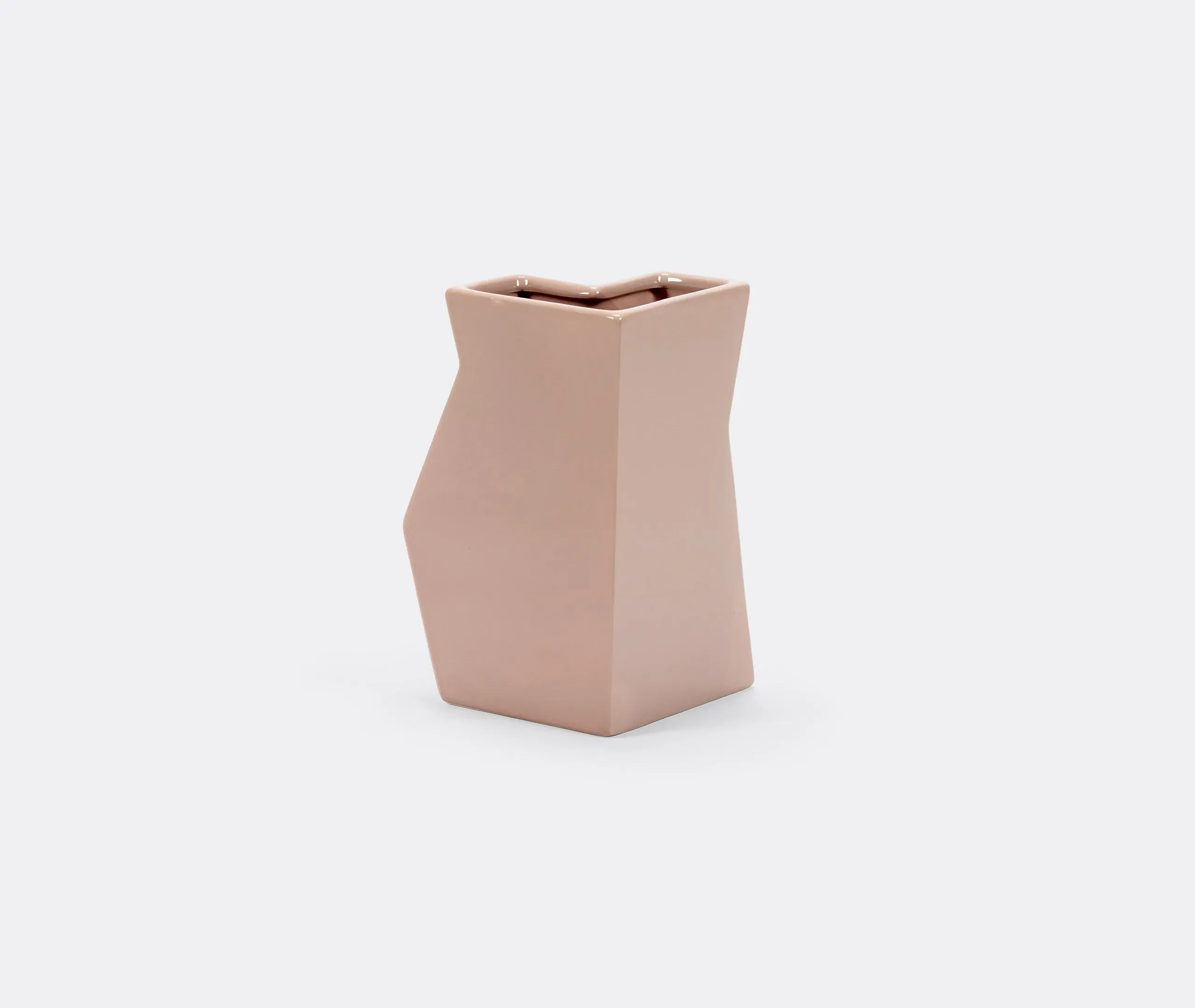 Sculptural Vase with Angular Design - Pink, Ceramic
