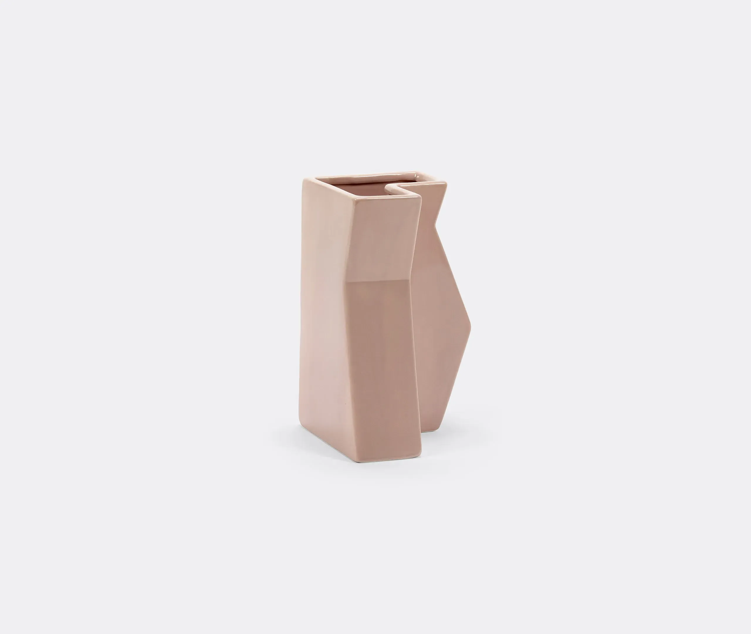 Sculptural Vase with Angular Design - Pink, Ceramic