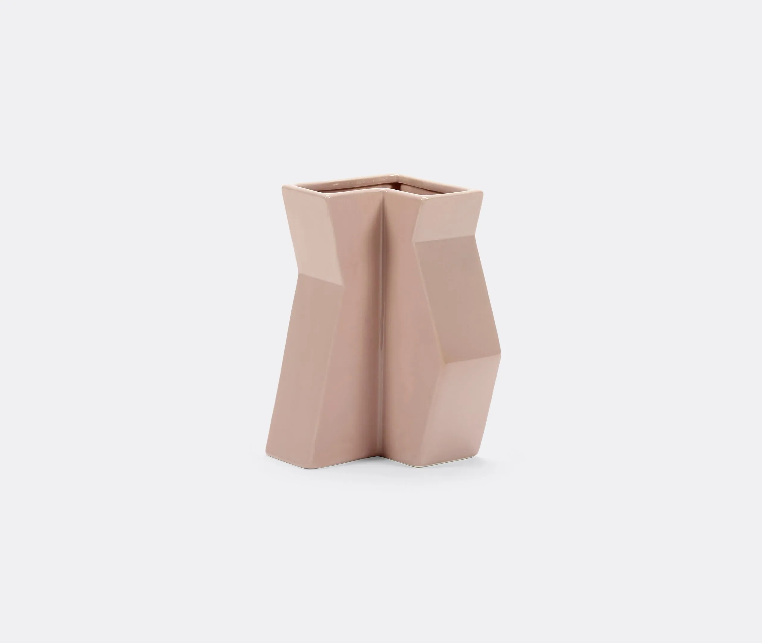 Sculptural Vase with Angular Design - Pink, Ceramic