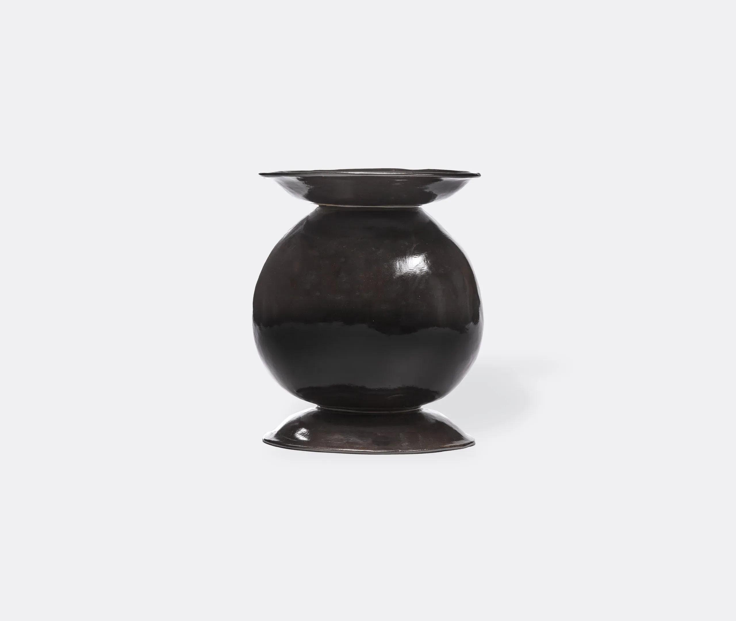 Sculptural Vase with Organic Shape - Dark Brown