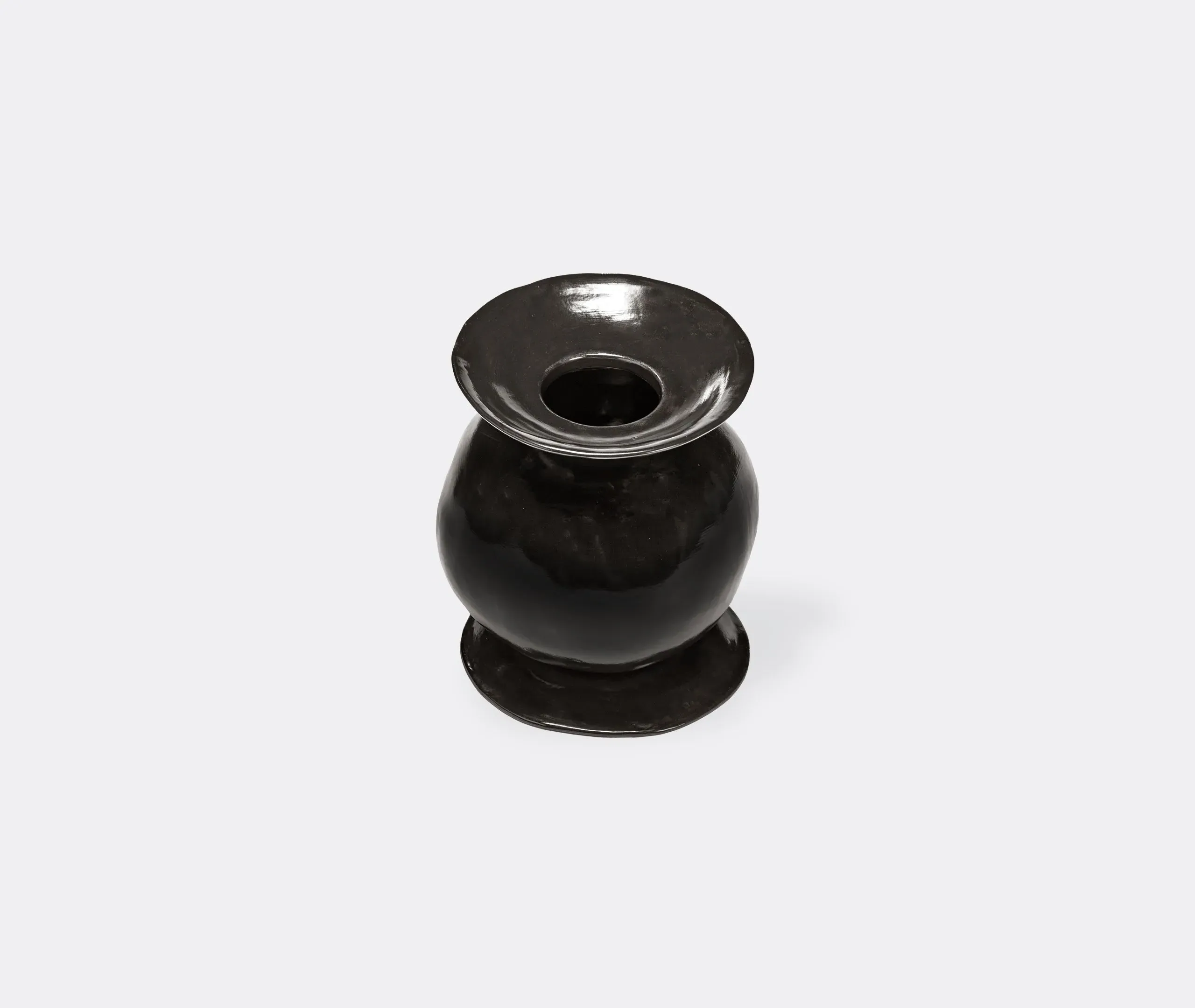 Sculptural Vase with Organic Shape - Dark Brown