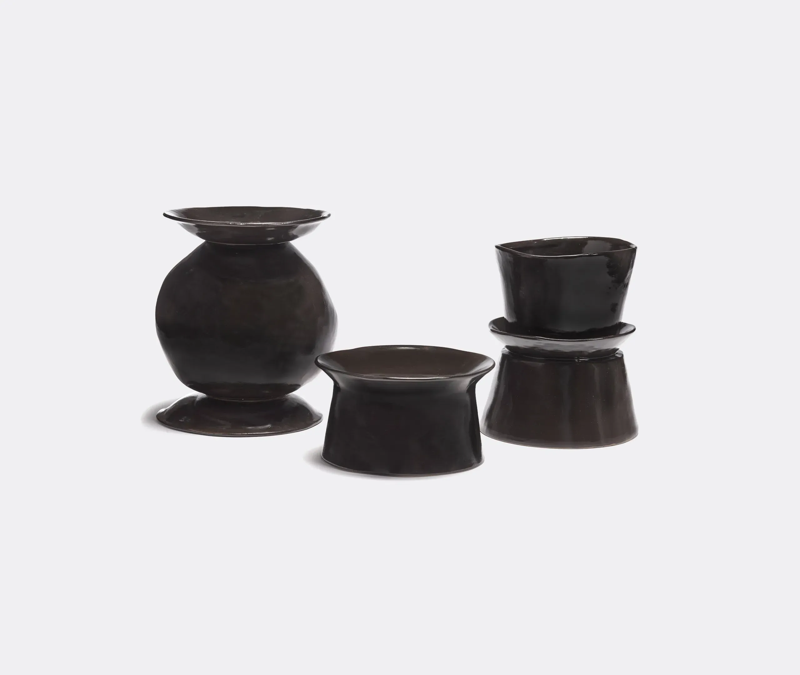 Sculptural Vase with Organic Shape - Dark Brown