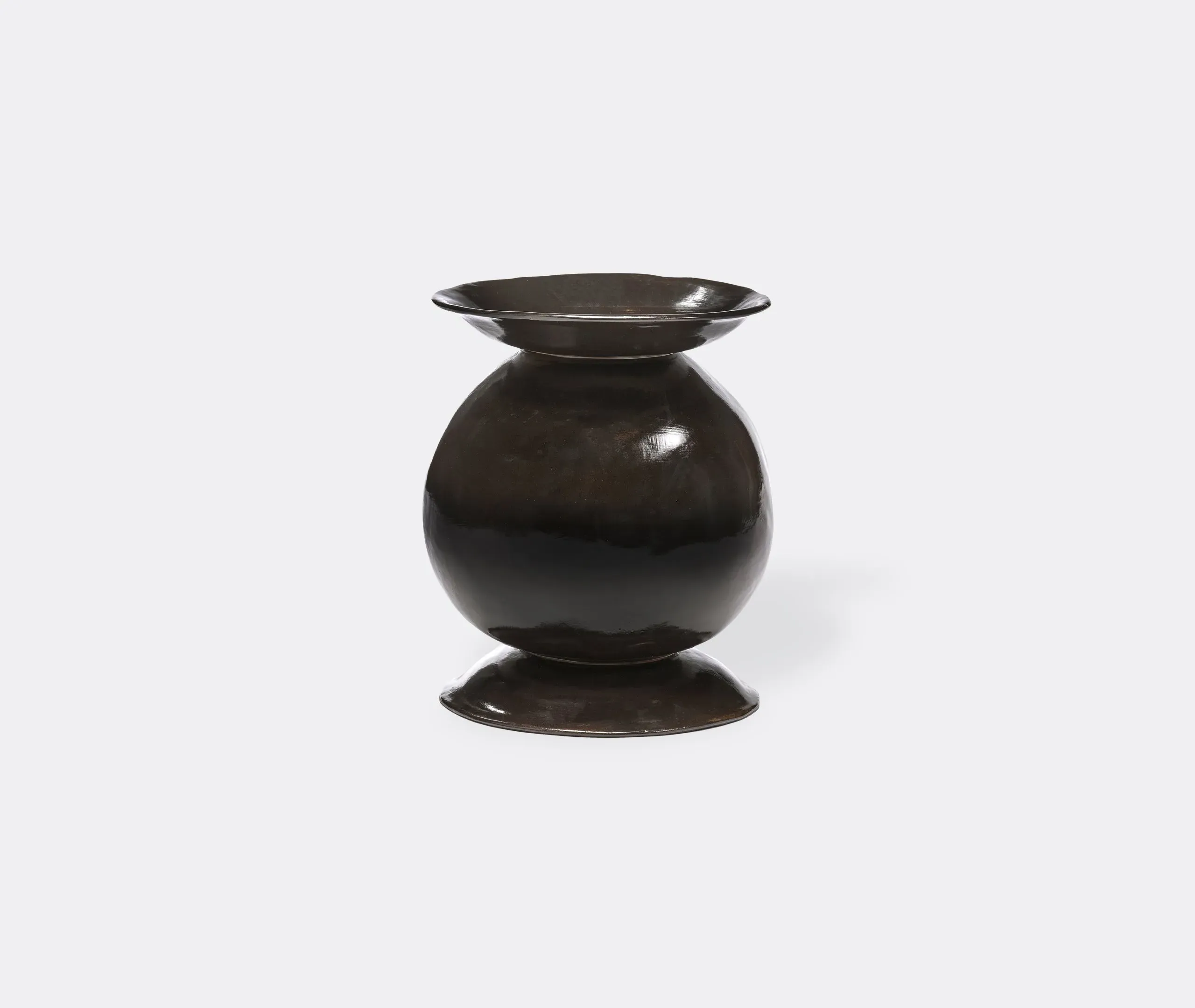 Sculptural Vase with Organic Shape - Dark Brown