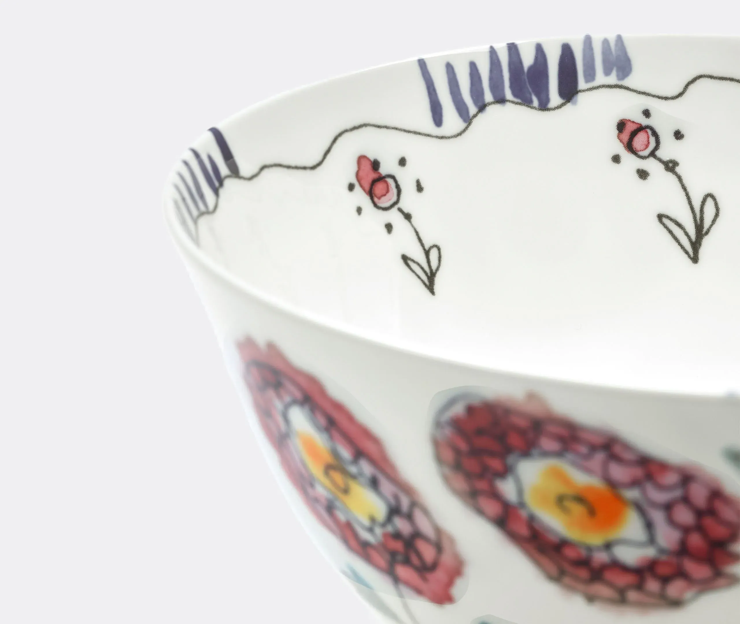 Serving Bowl with Floral Design - Multicolor