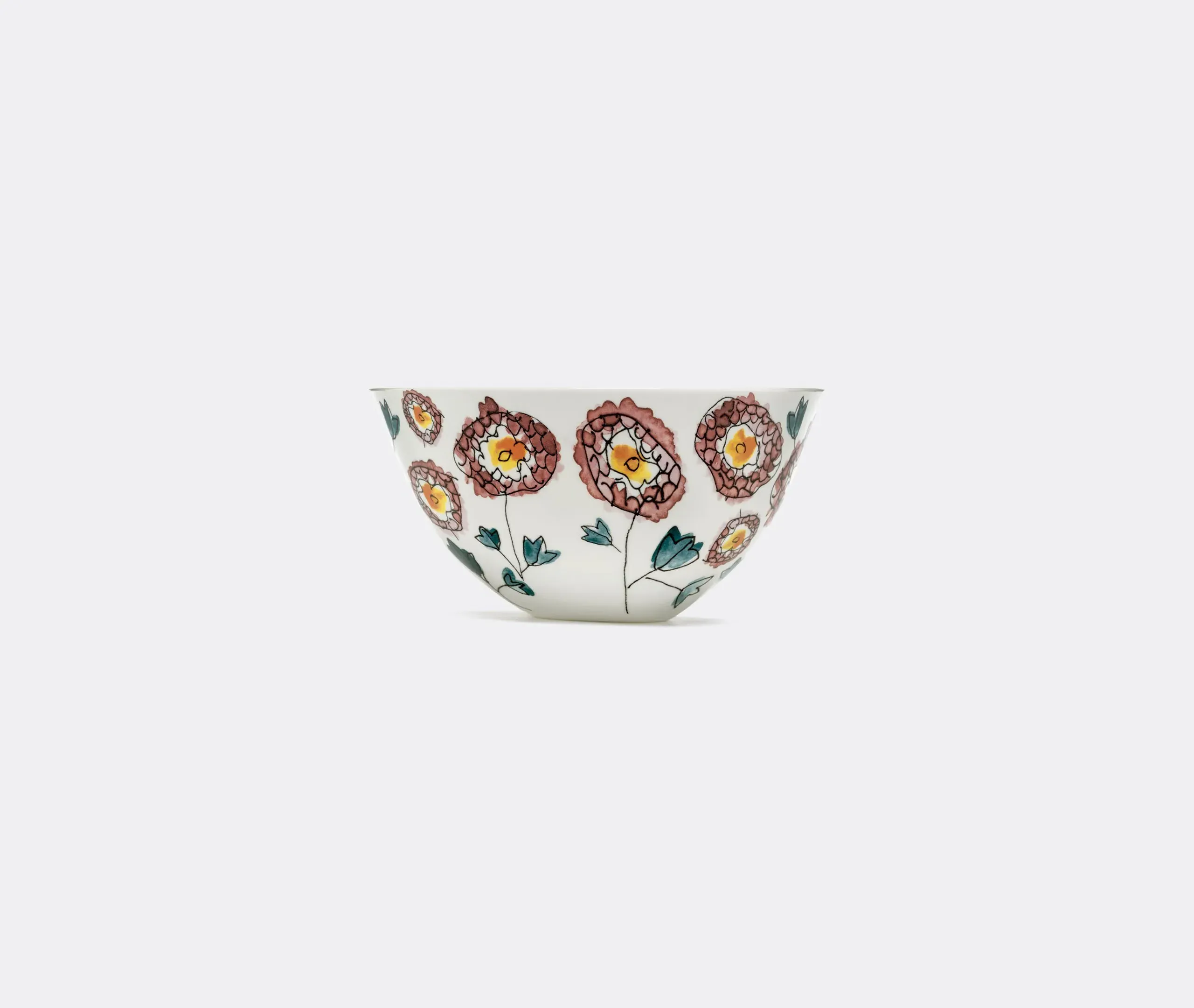 Serving Bowl with Floral Design - Multicolor