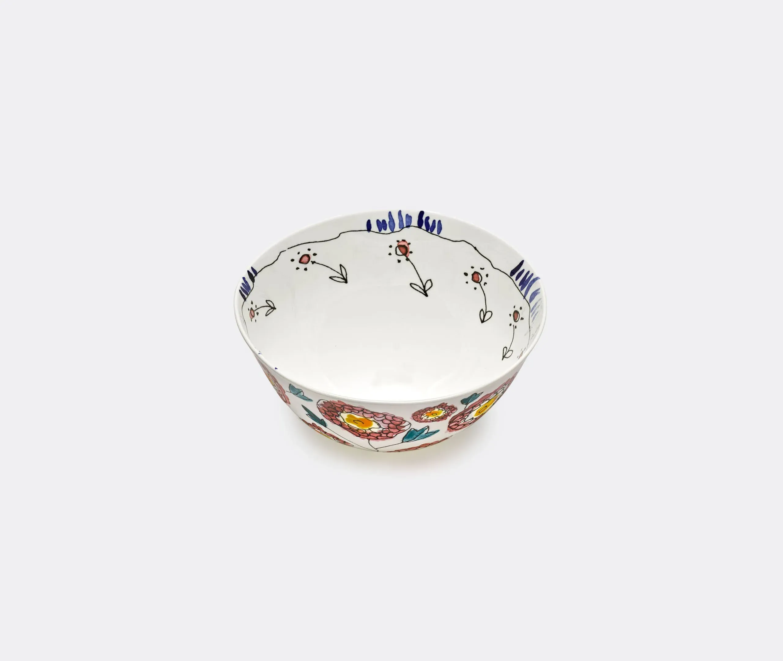 Serving Bowl with Floral Design - Multicolor