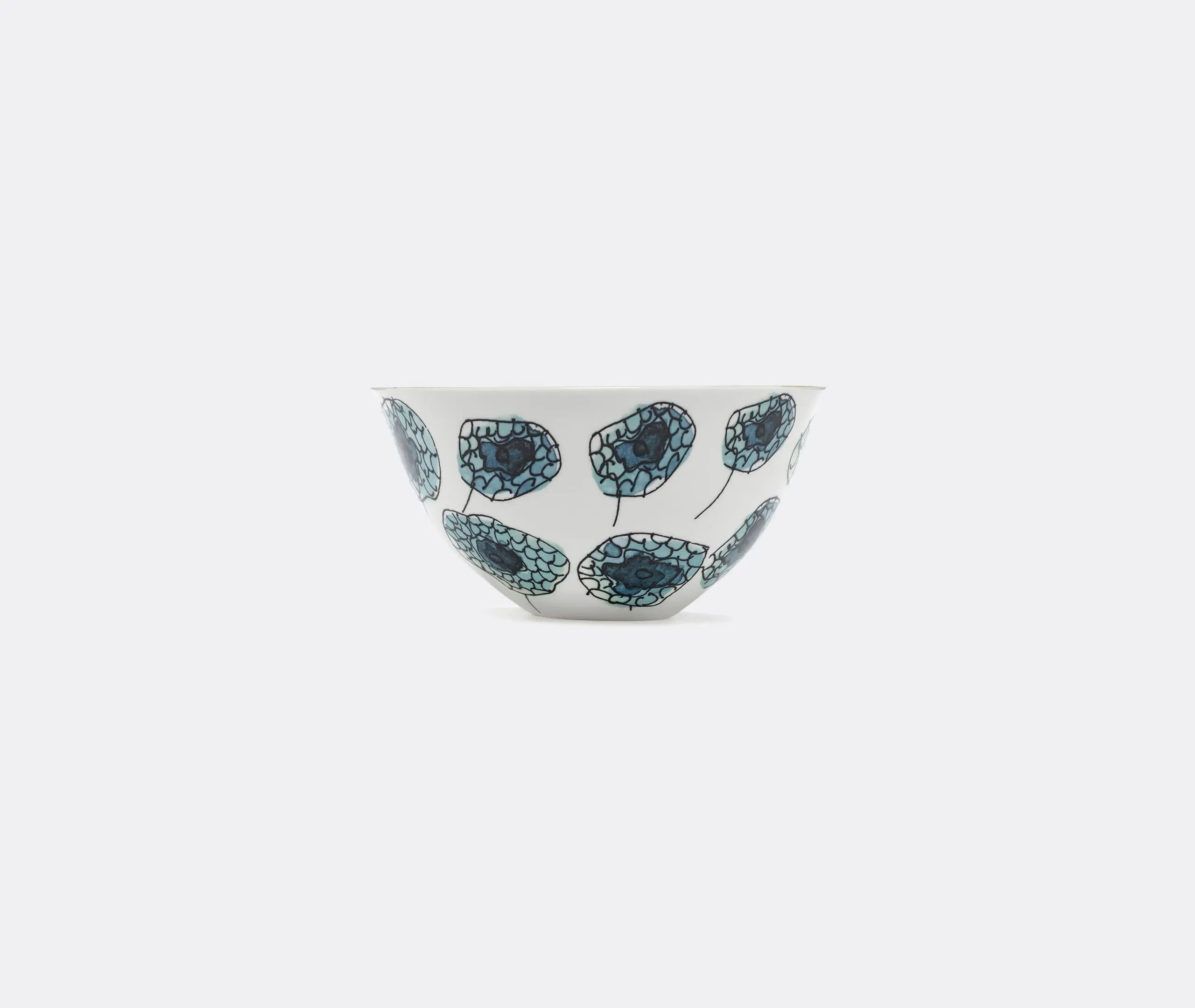 Serving Bowl with Floral Design - Multicolor, Porcelain