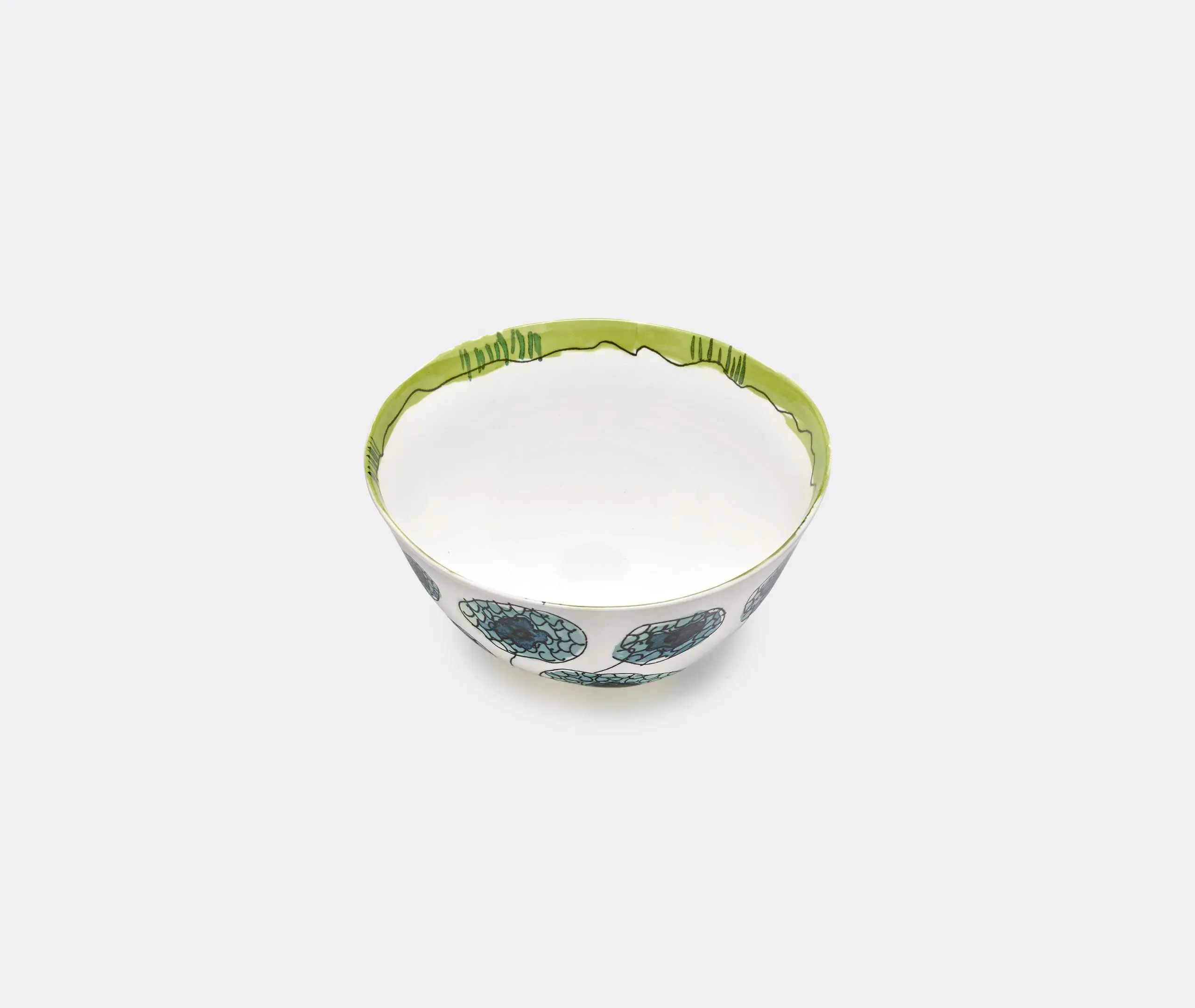 Serving Bowl with Floral Design - Multicolor, Porcelain
