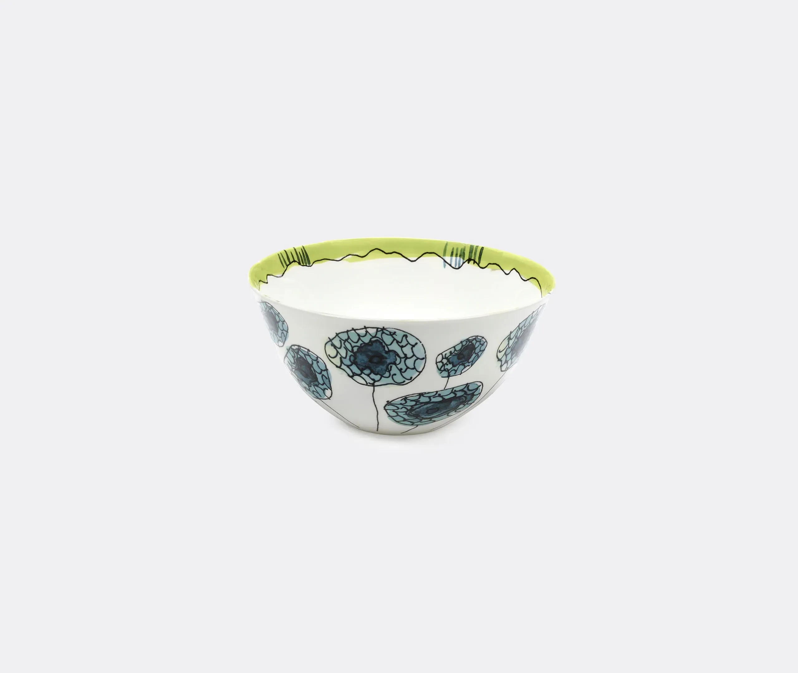 Serving Bowl with Floral Design - Multicolor, Porcelain