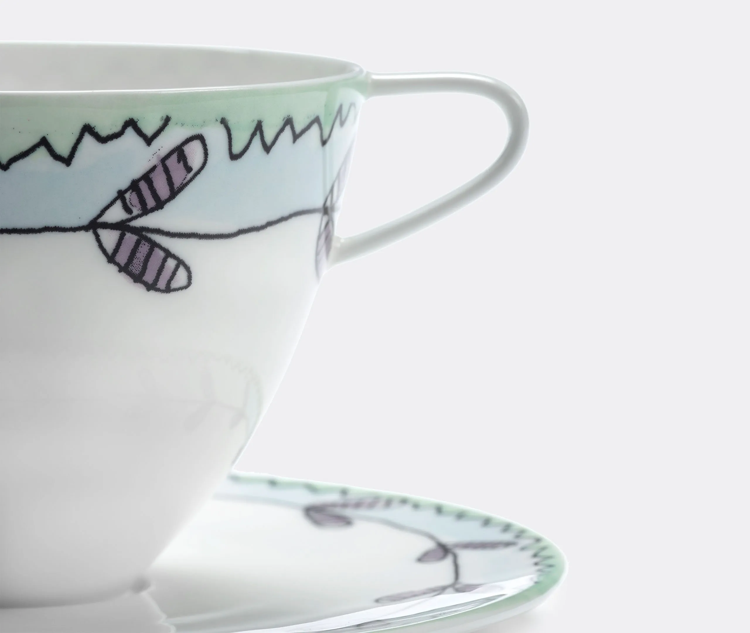 Set of 2 Cappuccino Cups & Saucers - Multicolor