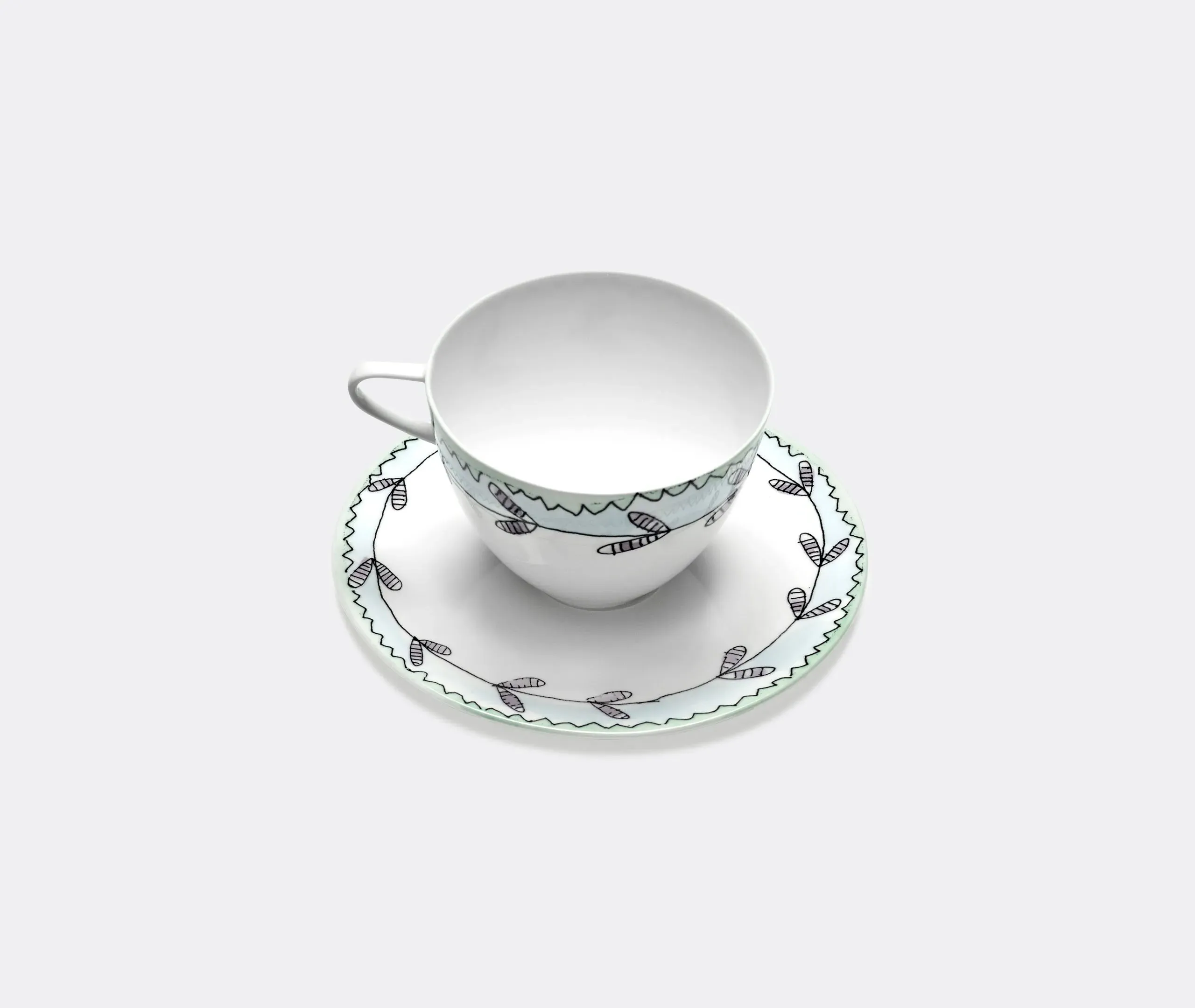 Set of 2 Cappuccino Cups & Saucers - Multicolor
