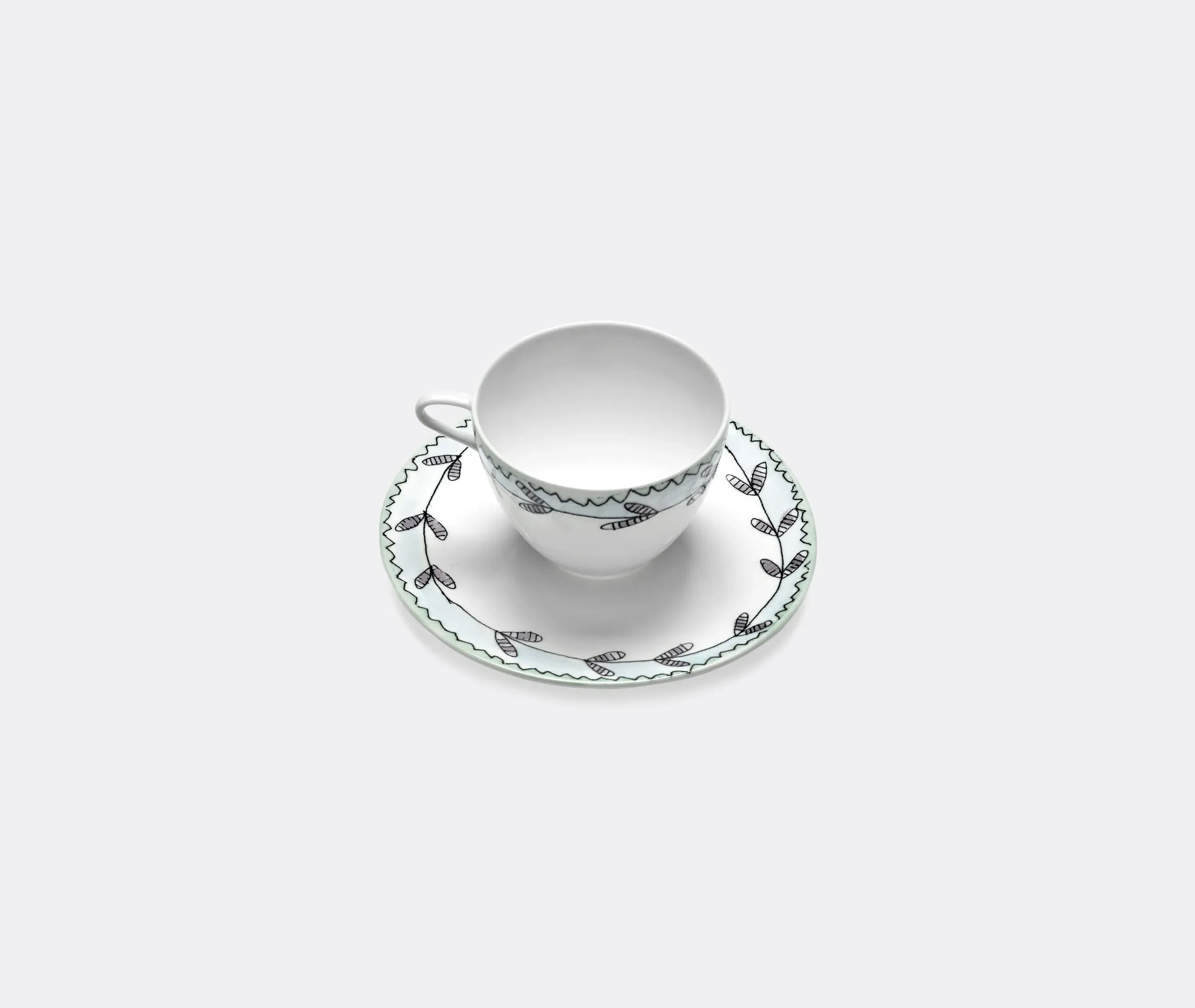 Set of 2 Coffee Cups & Saucers - Multicolor