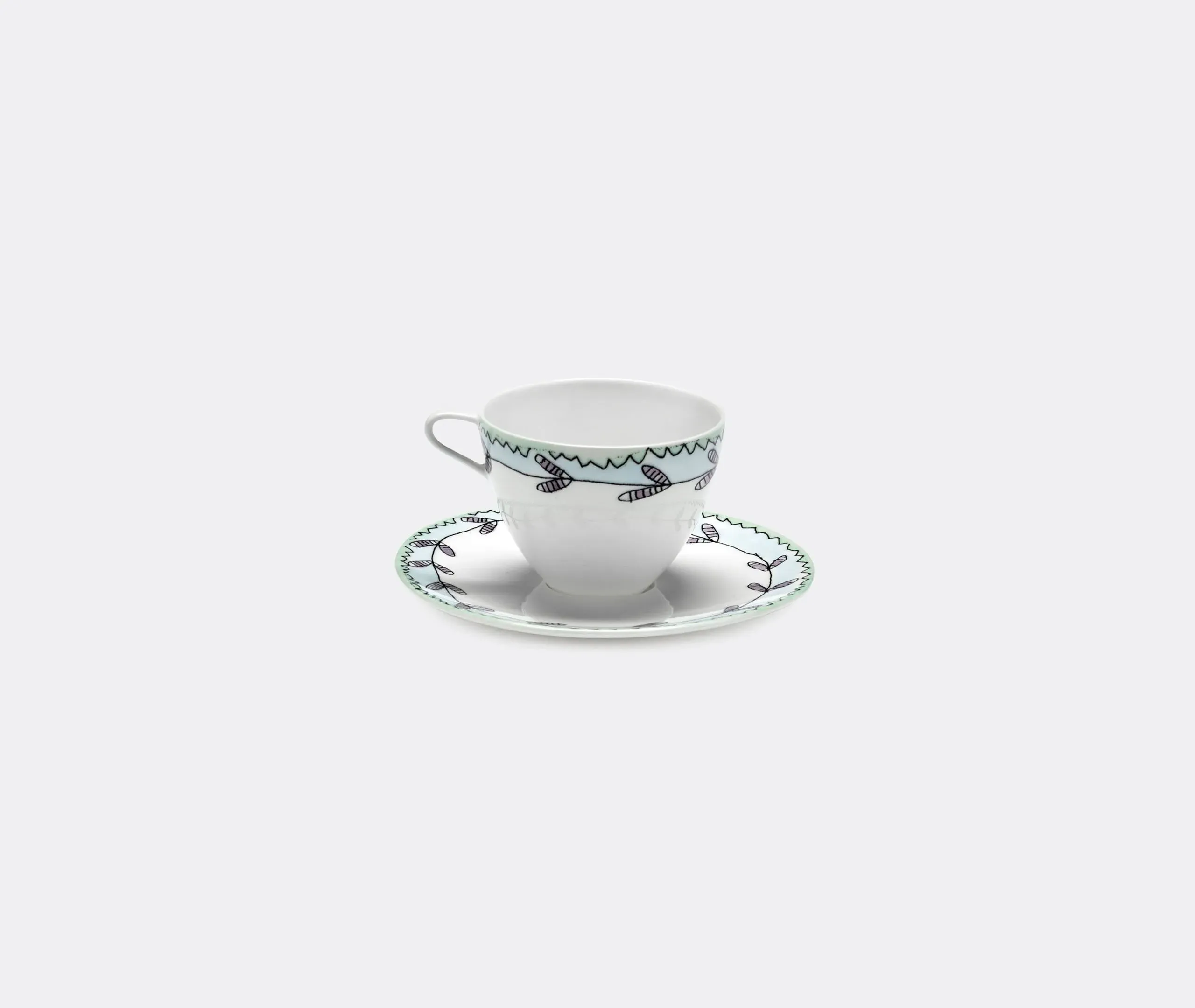 Set of 2 Coffee Cups & Saucers - Multicolor