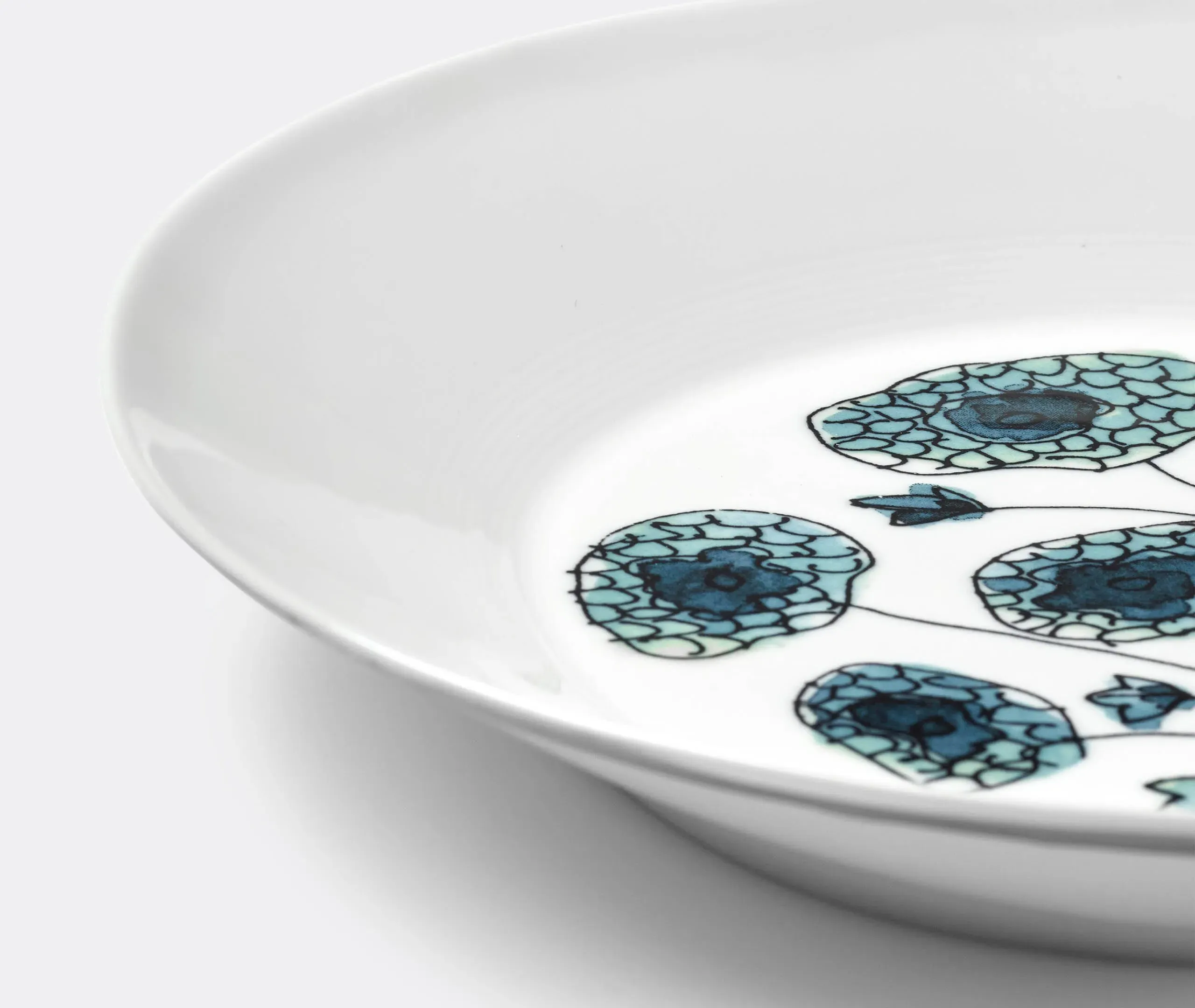 Set of 2 Deep Plates with Floral Motif - Multicolor