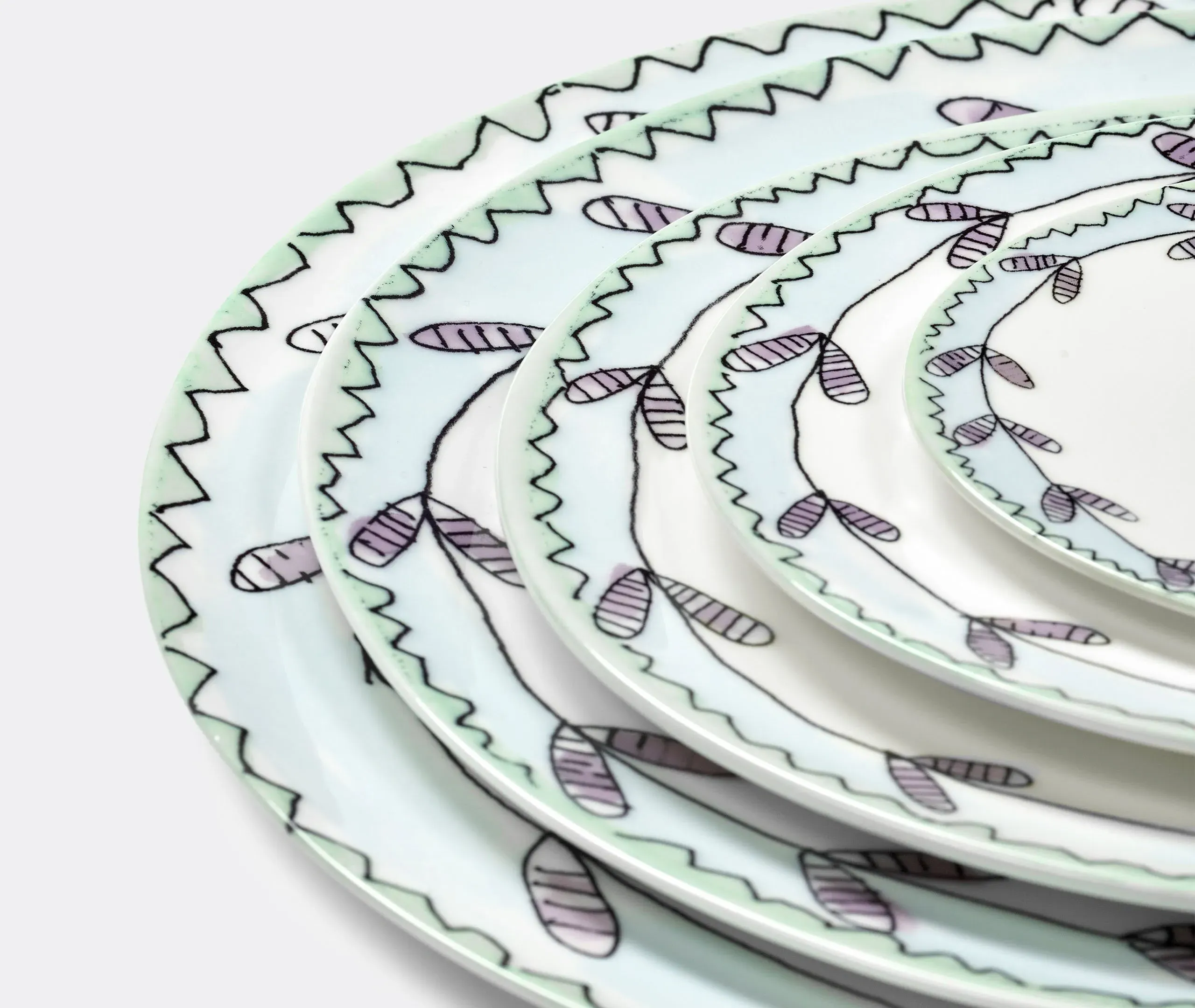 Set of 2 Dessert Plates - Multicolor, Porcelain