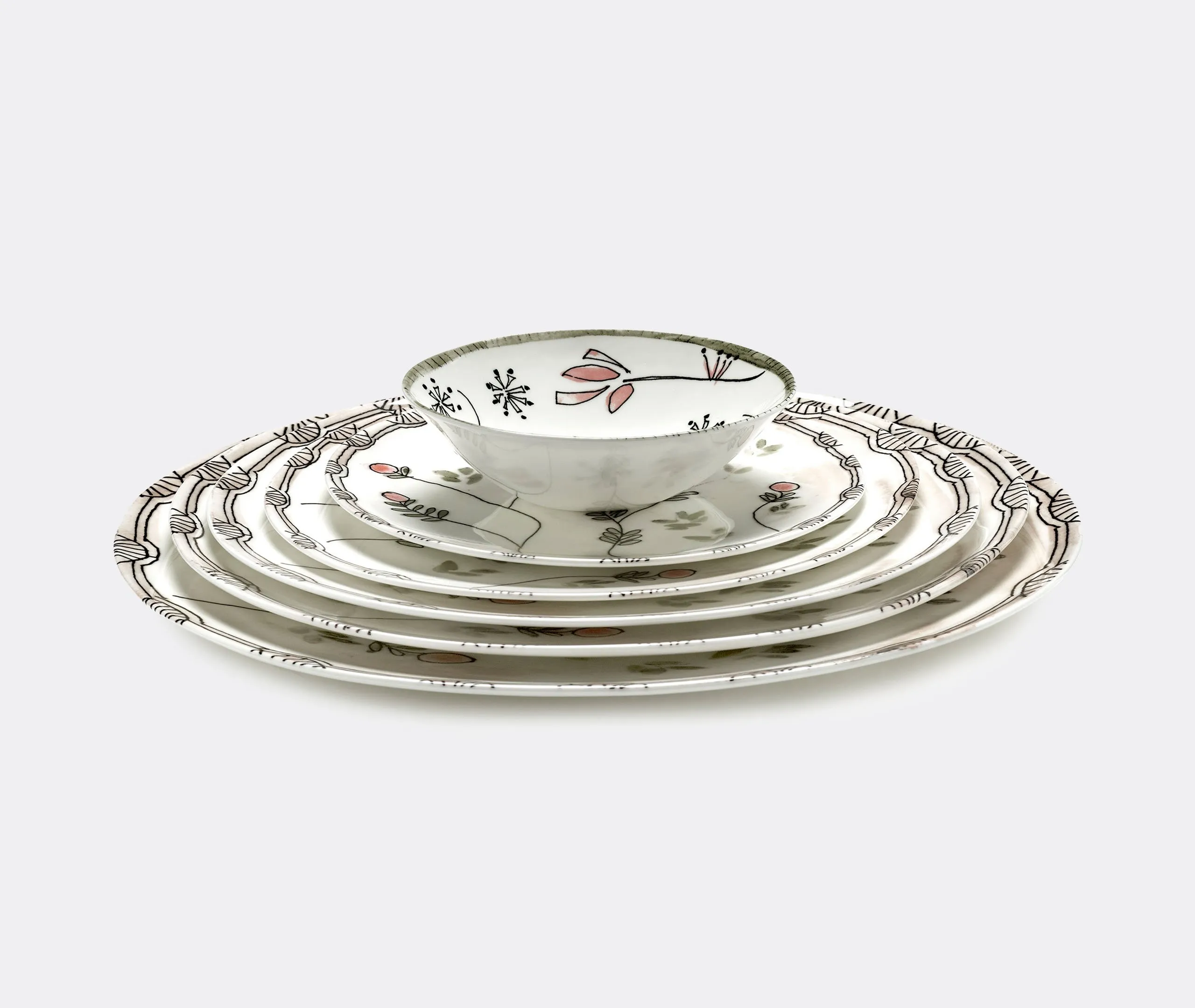 Set of 2 Dessert Plates - Multicolor, Porcelain