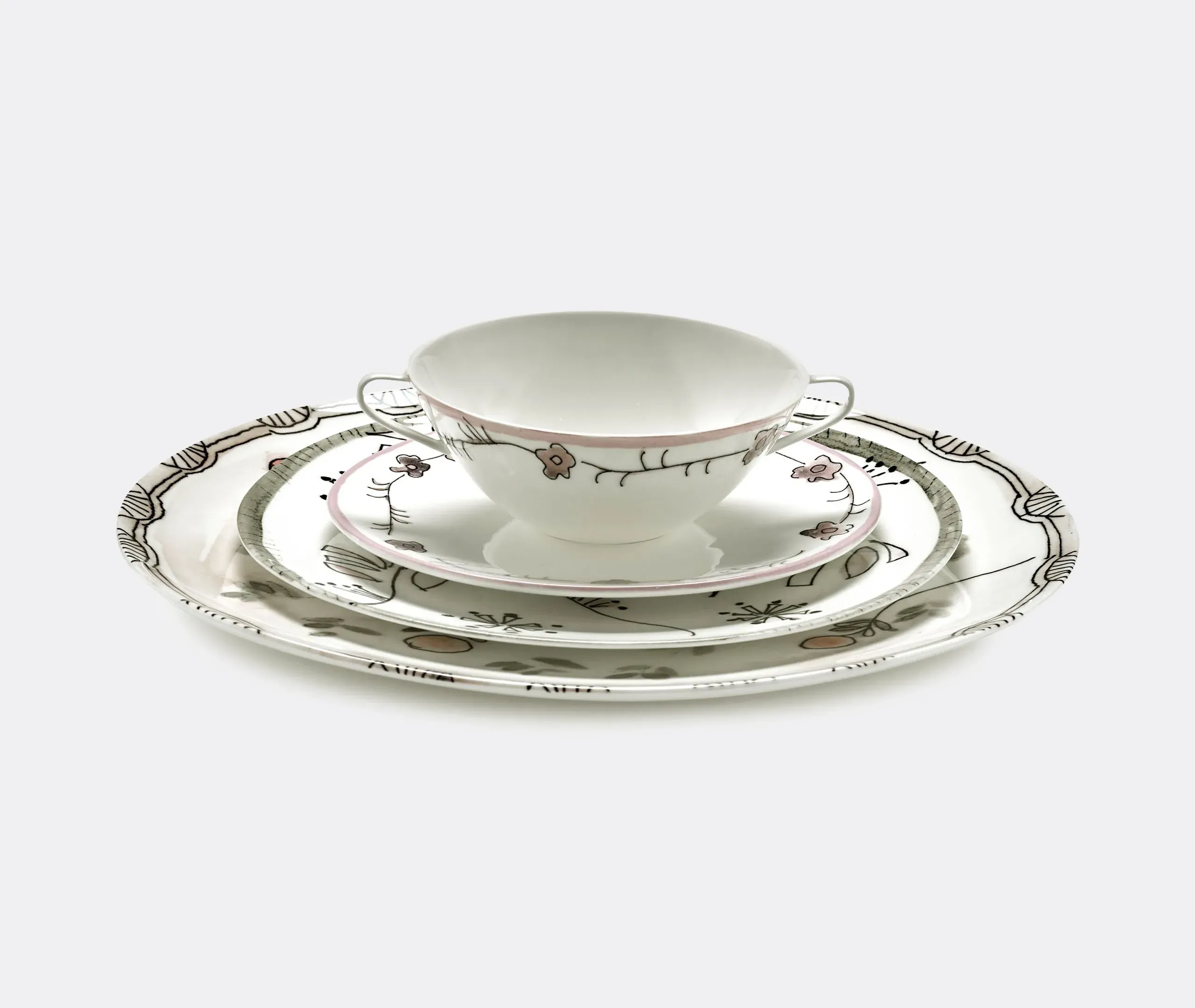 Set of 2 Serving Plates - Multicolor, Porcelain