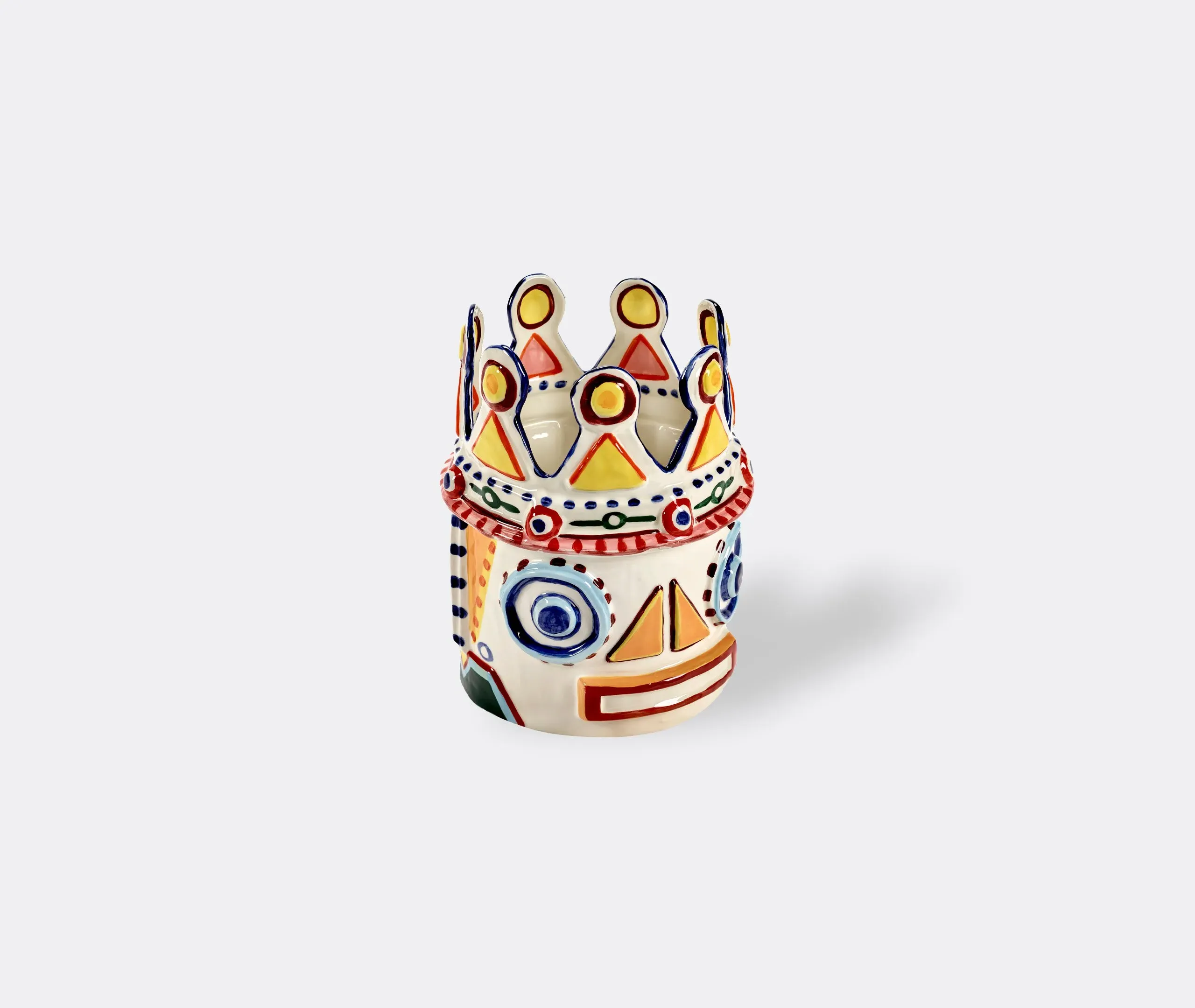 Sicily 02 Round Crowned Head Vase - Multicolor, Stoneware