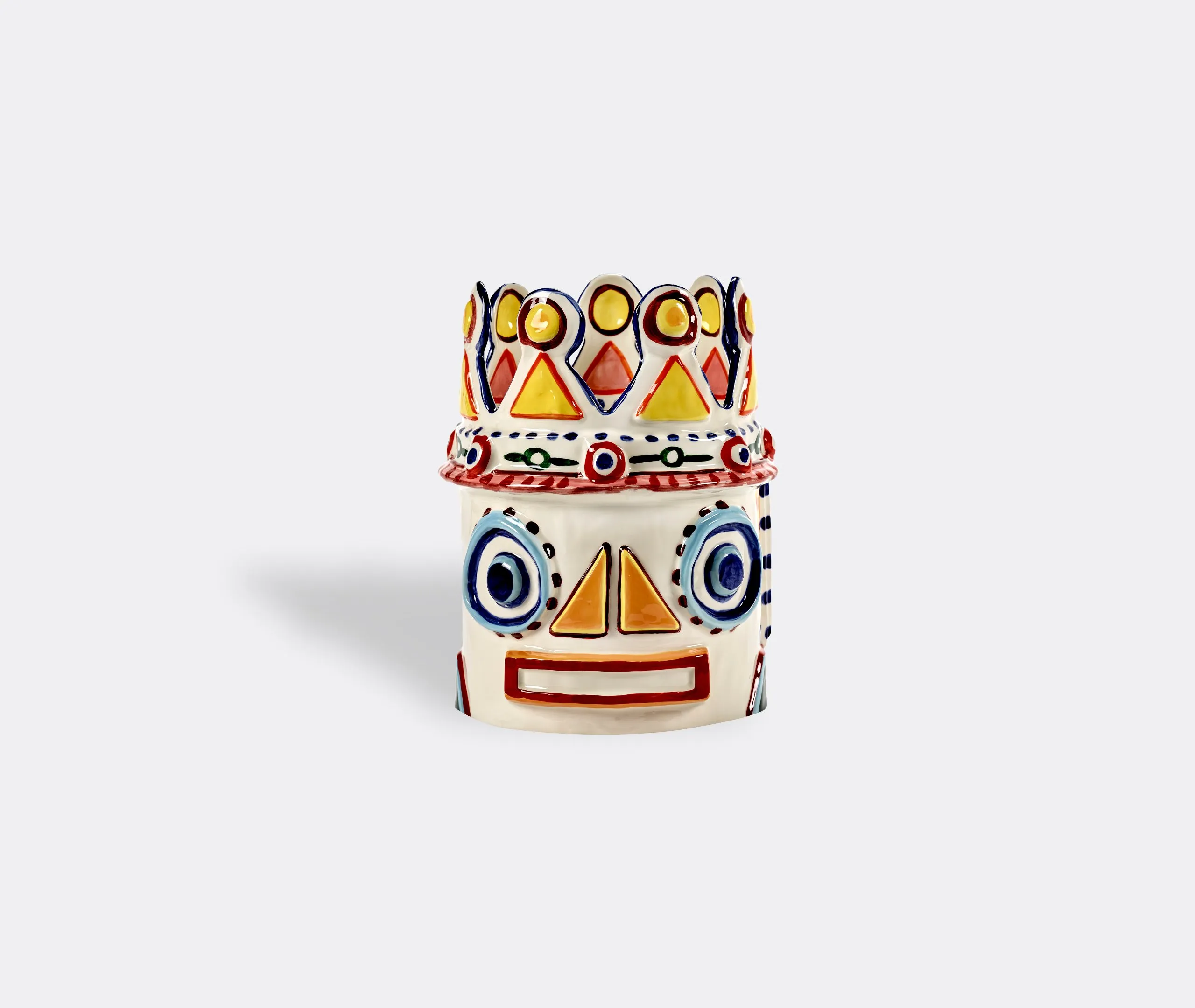 Sicily 02 Round Crowned Head Vase - Multicolor, Stoneware