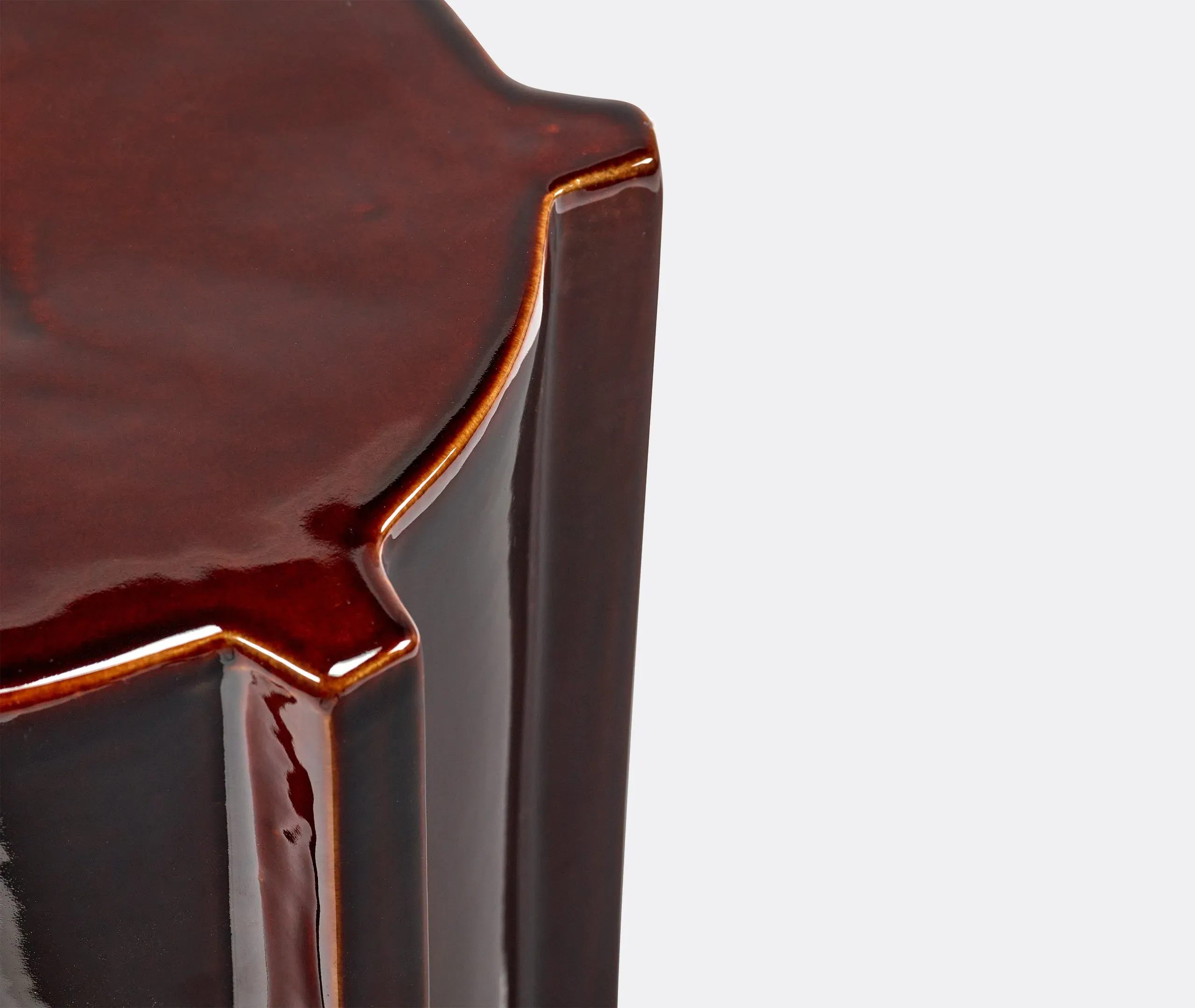 Side Table with Ribbed Design - Brown, Stone