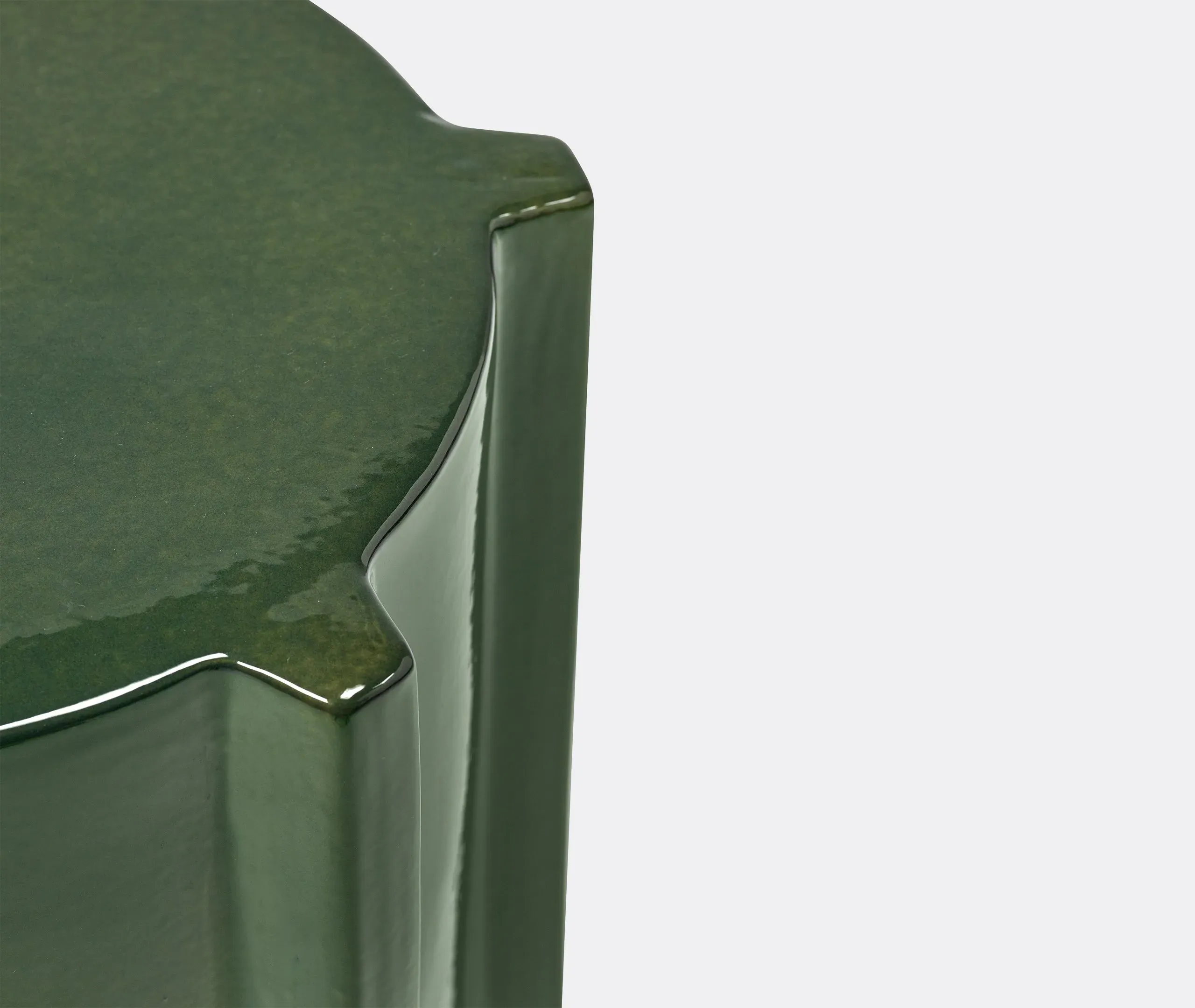 Side Table with Ribs - Green, Glazed Stone