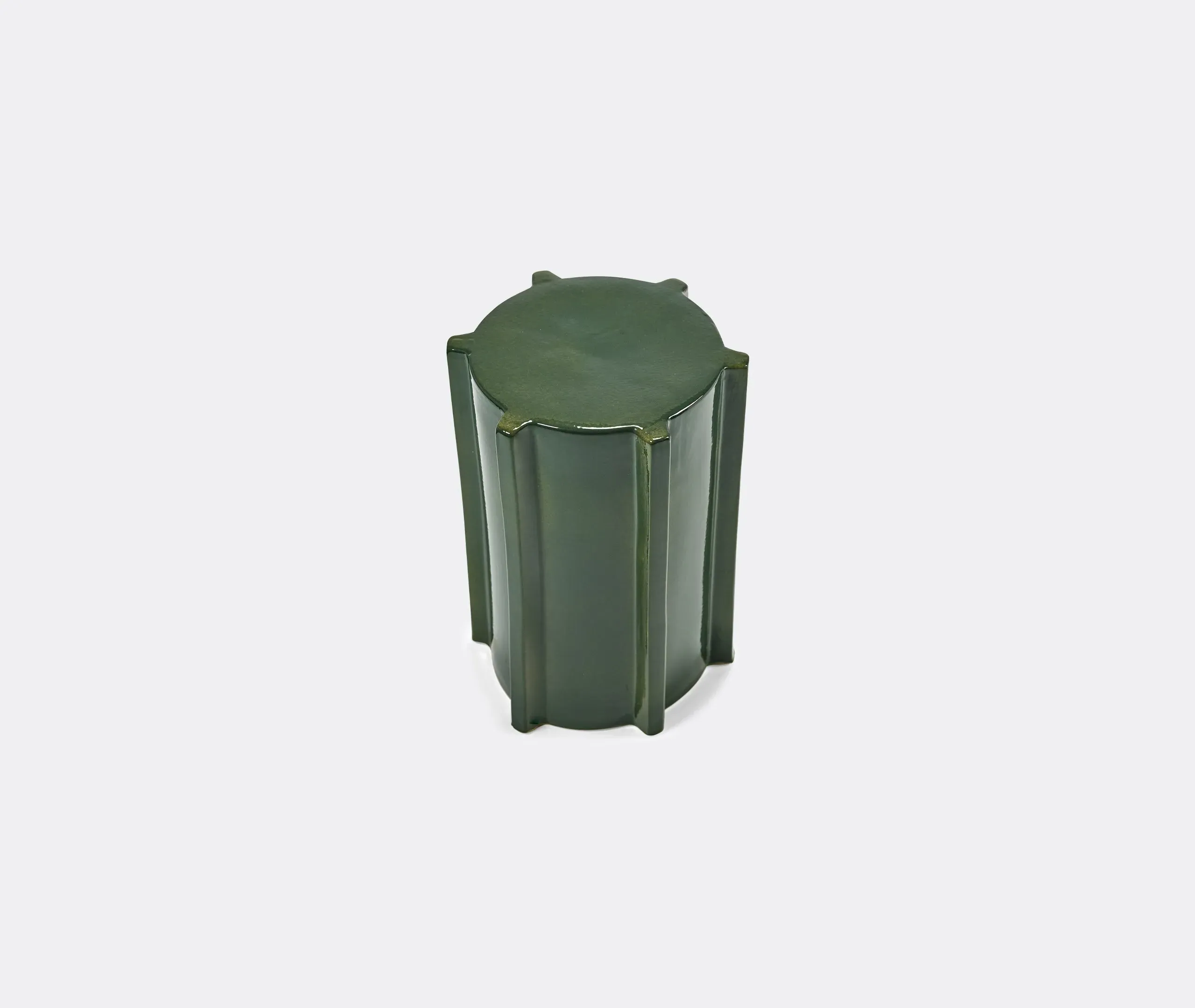 Side Table with Ribs - Green, Glazed Stone