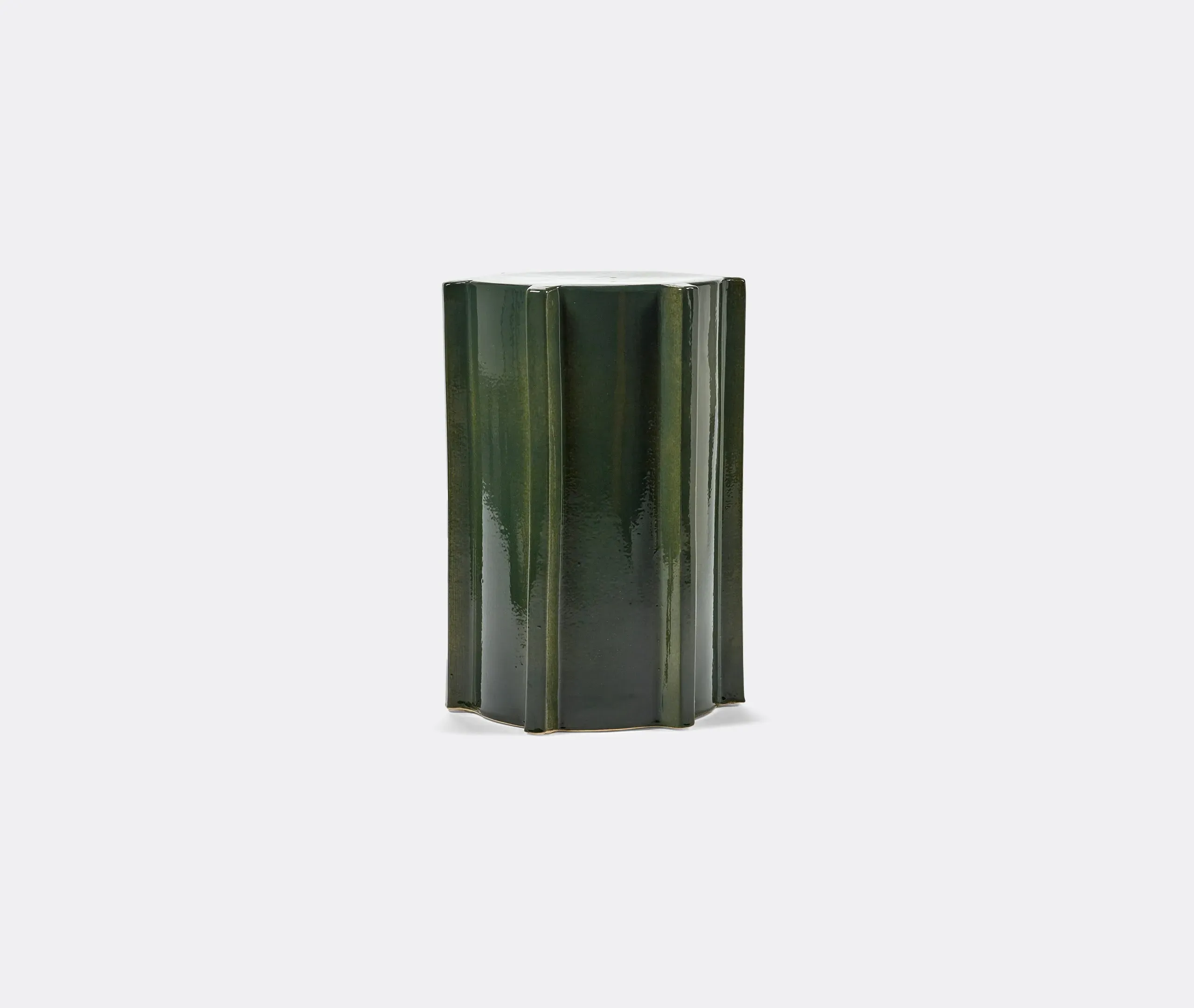 Side Table with Ribs - Green, Glazed Stone