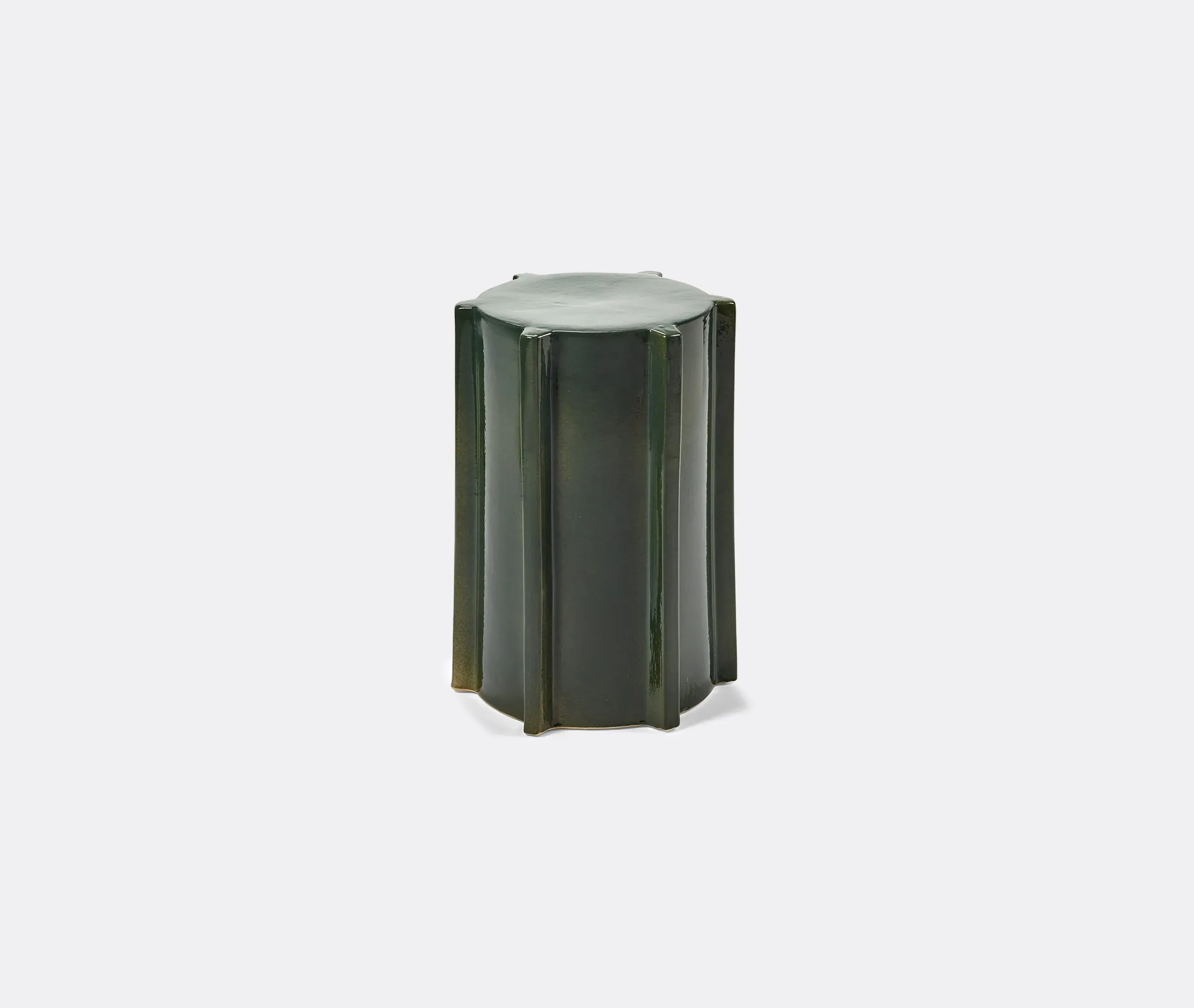 Side Table with Ribs - Green, Glazed Stone