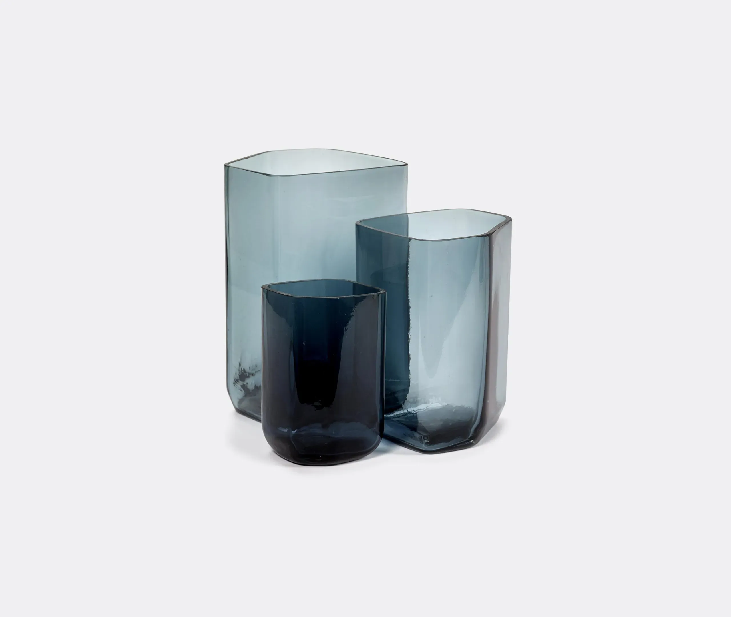 Small Cubic Vase - Blue, Glass