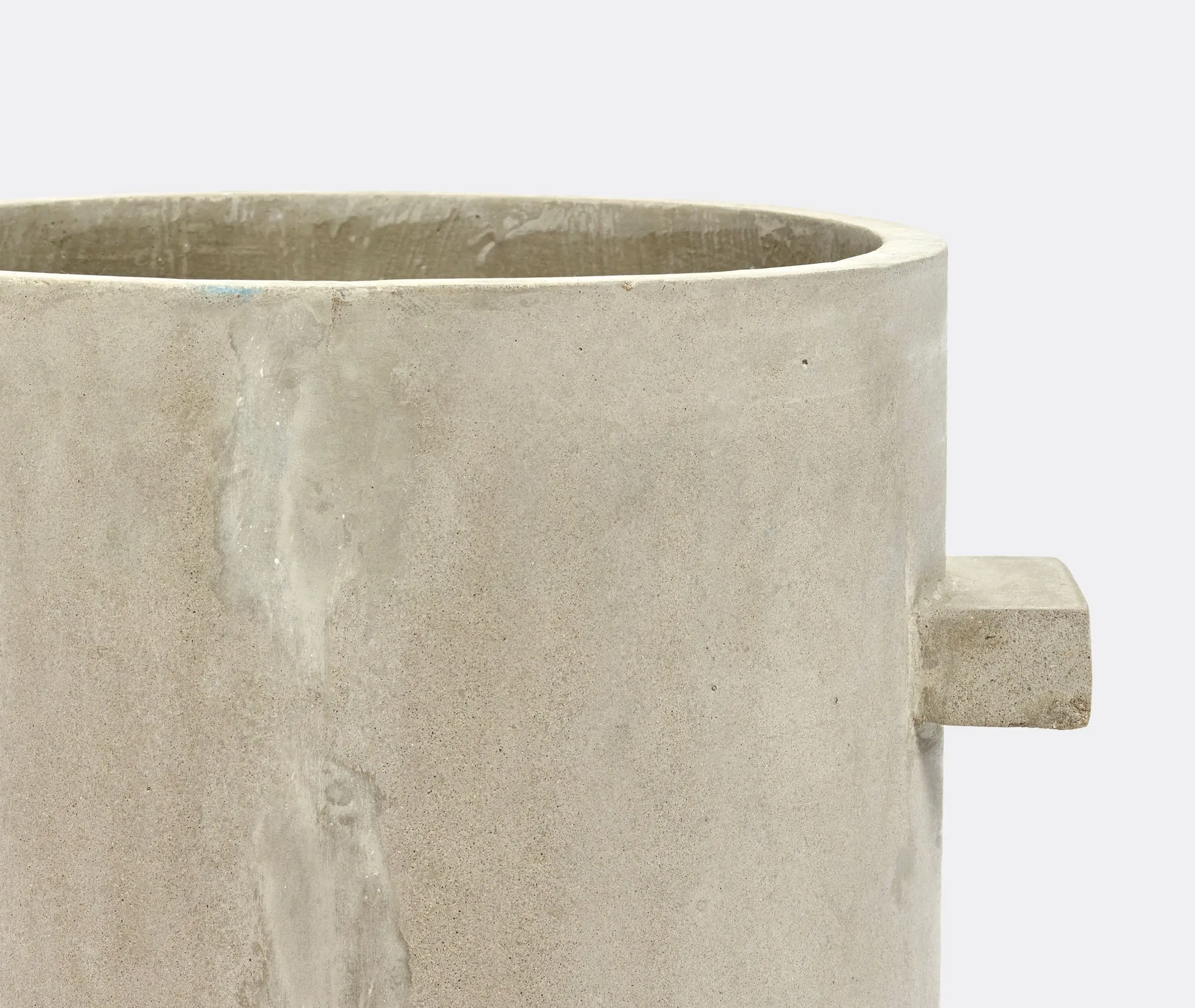 Small Cylinder Pot with Handles - Grey, Concrete