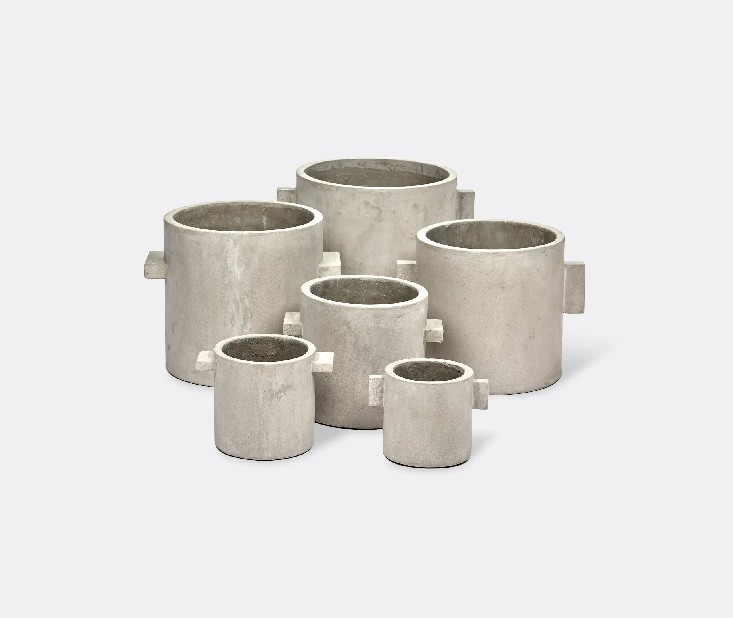 Small Cylinder Pot with Handles - Grey, Concrete