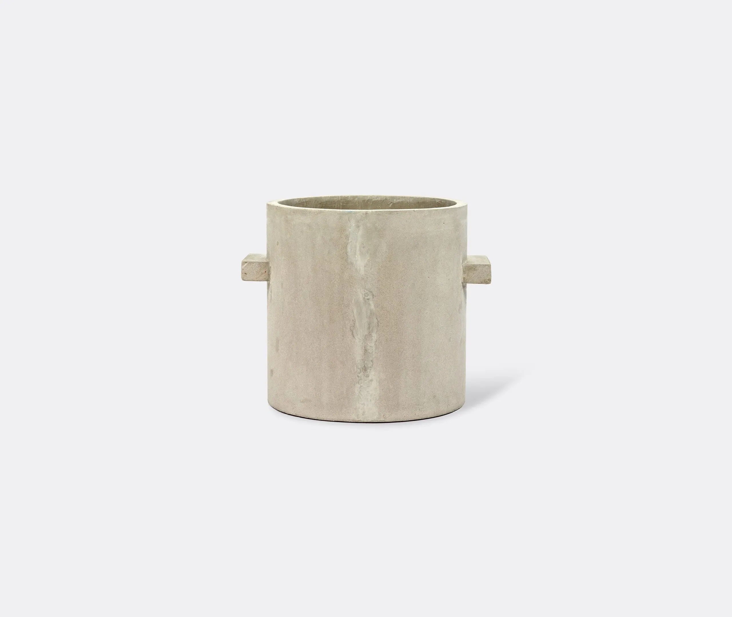 Small Cylinder Pot with Handles - Grey, Concrete image