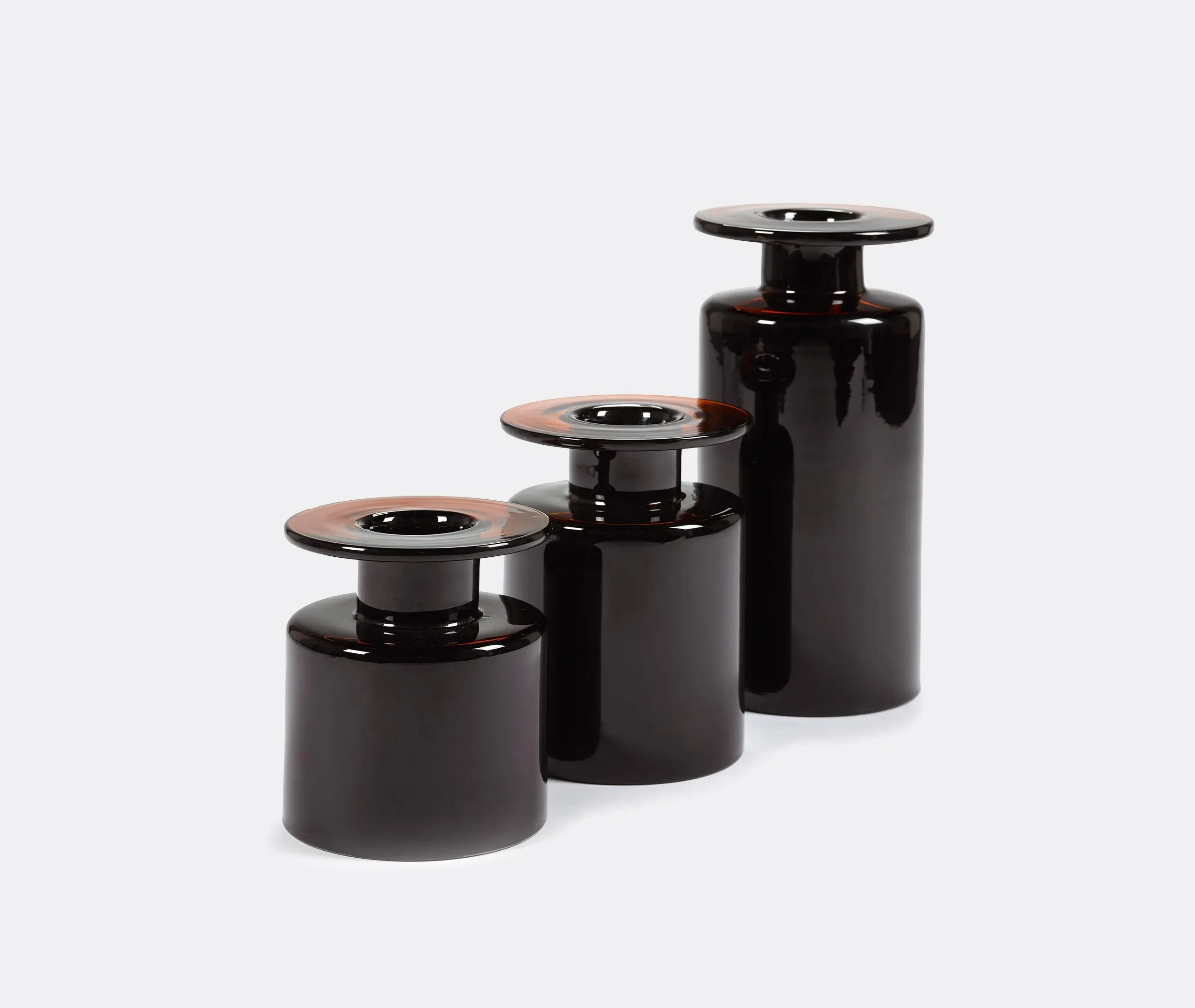 Small Cylindrical Vase - Brown, Glass