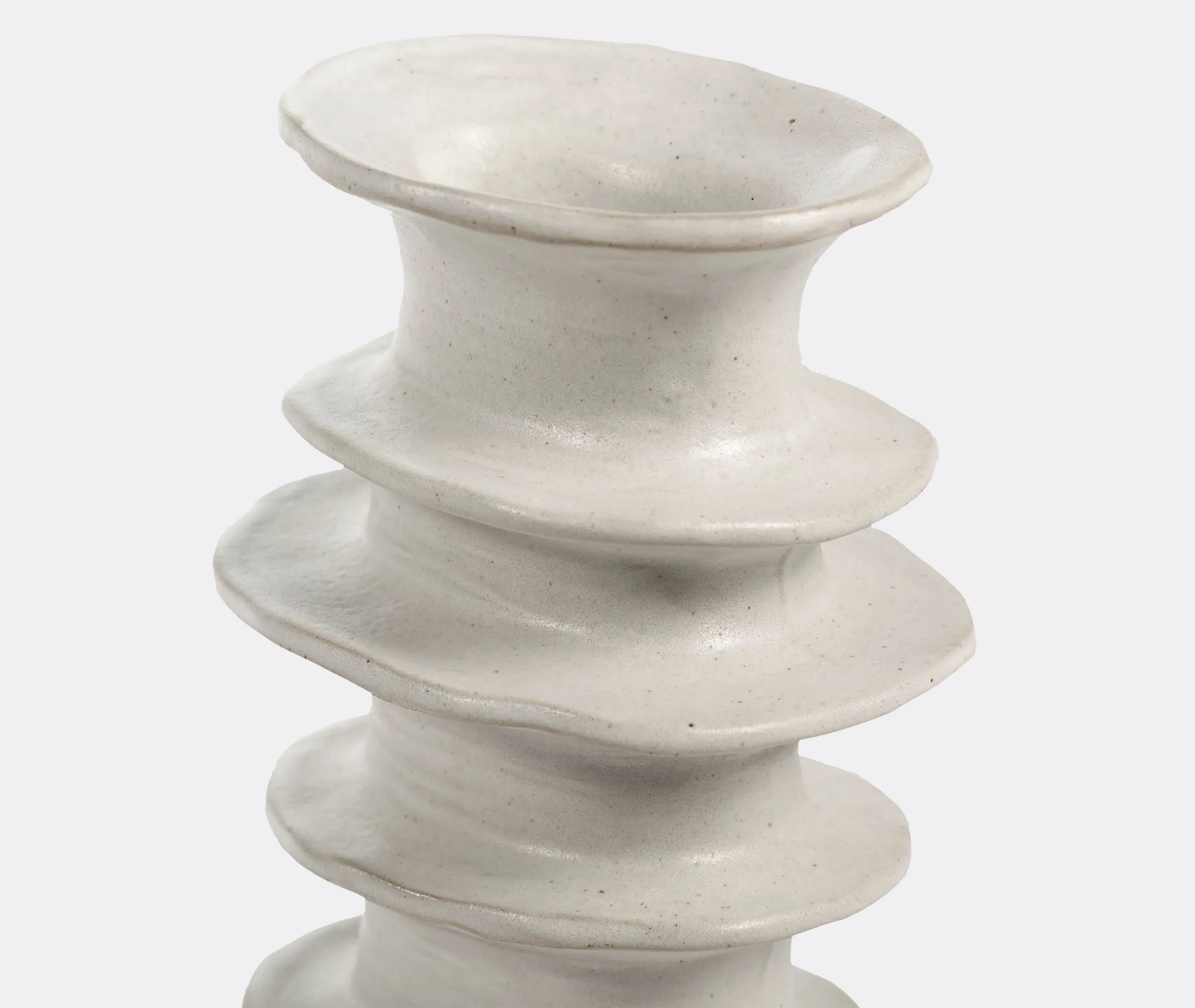 Small Decorative Vase with Bands - White, Stoneware