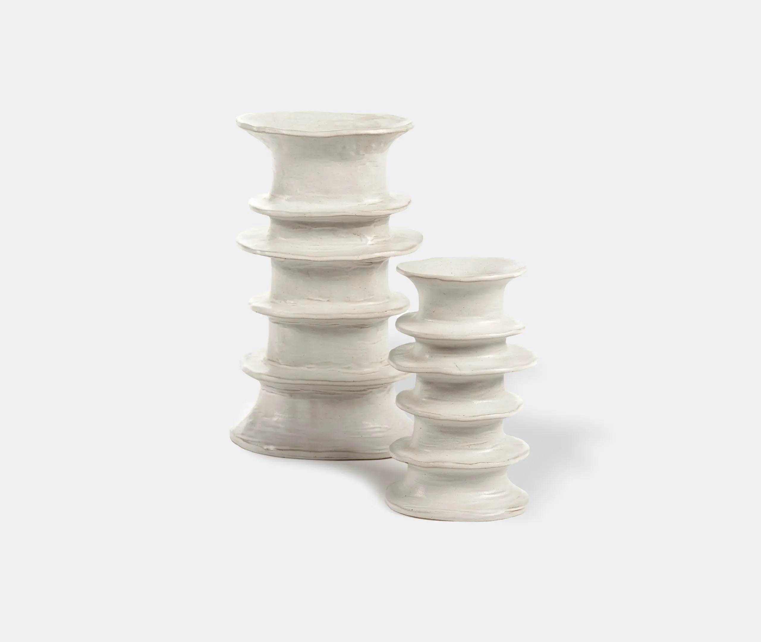 Small Decorative Vase with Bands - White, Stoneware
