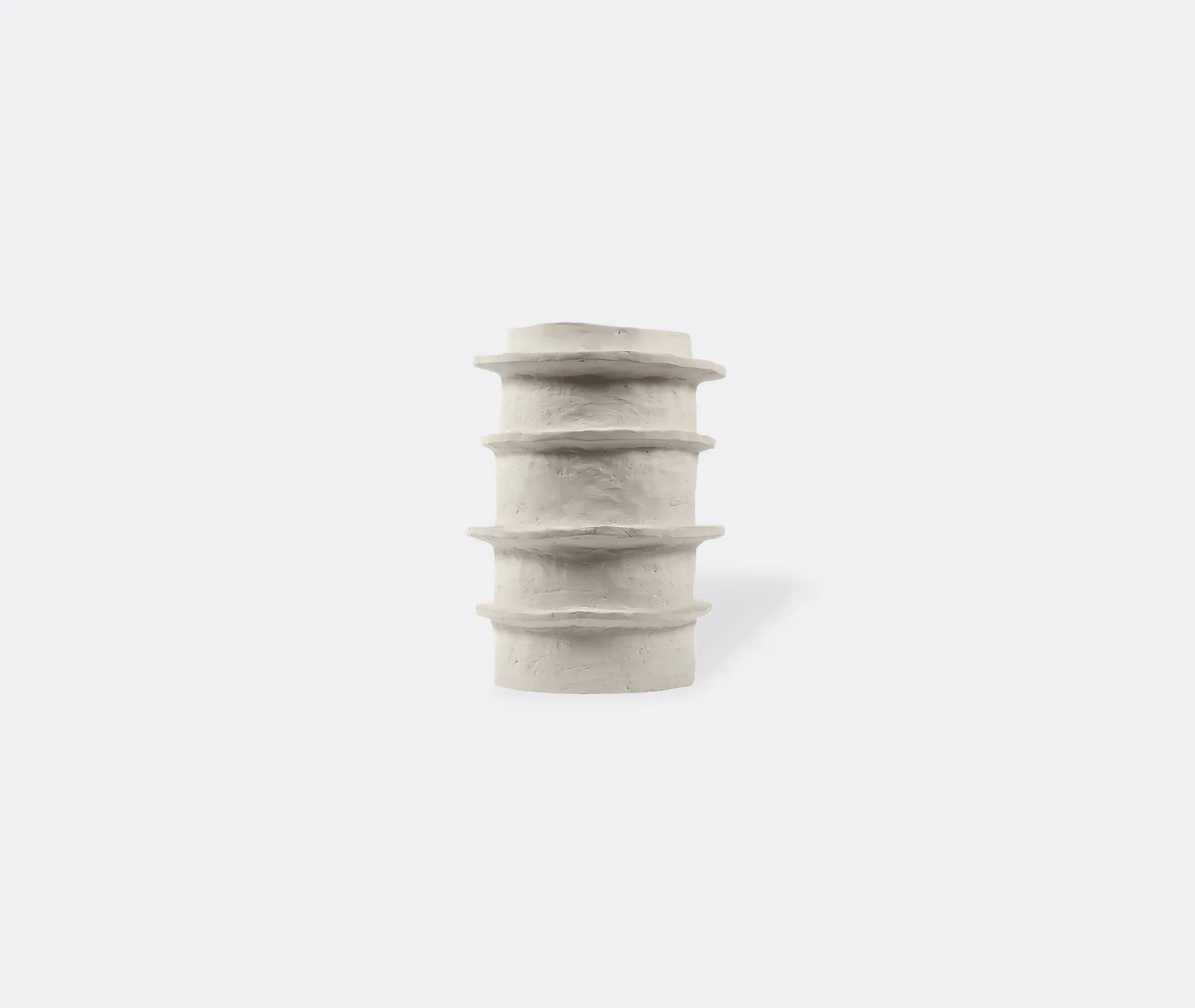 Small Flower Pot with Textured Rings - Beige