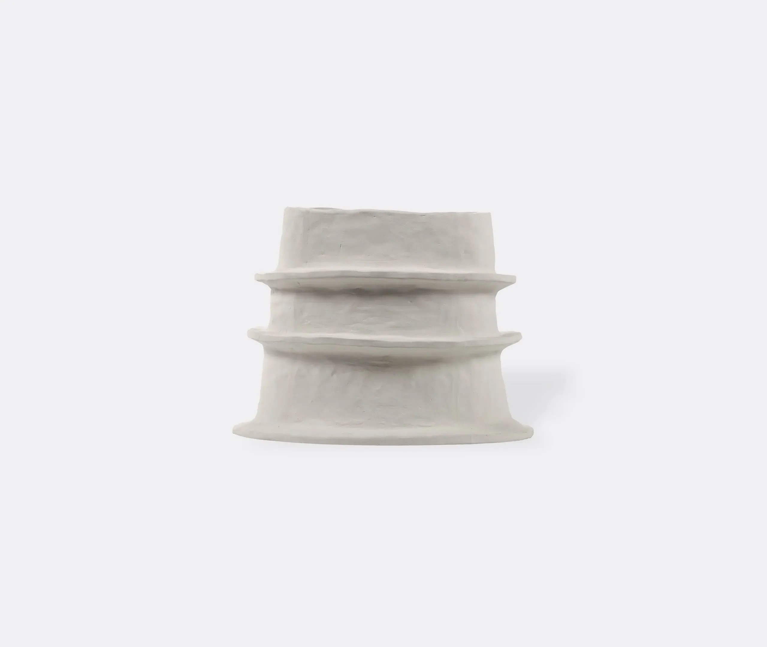 Small Flower Pot with Textured Rings - Beige