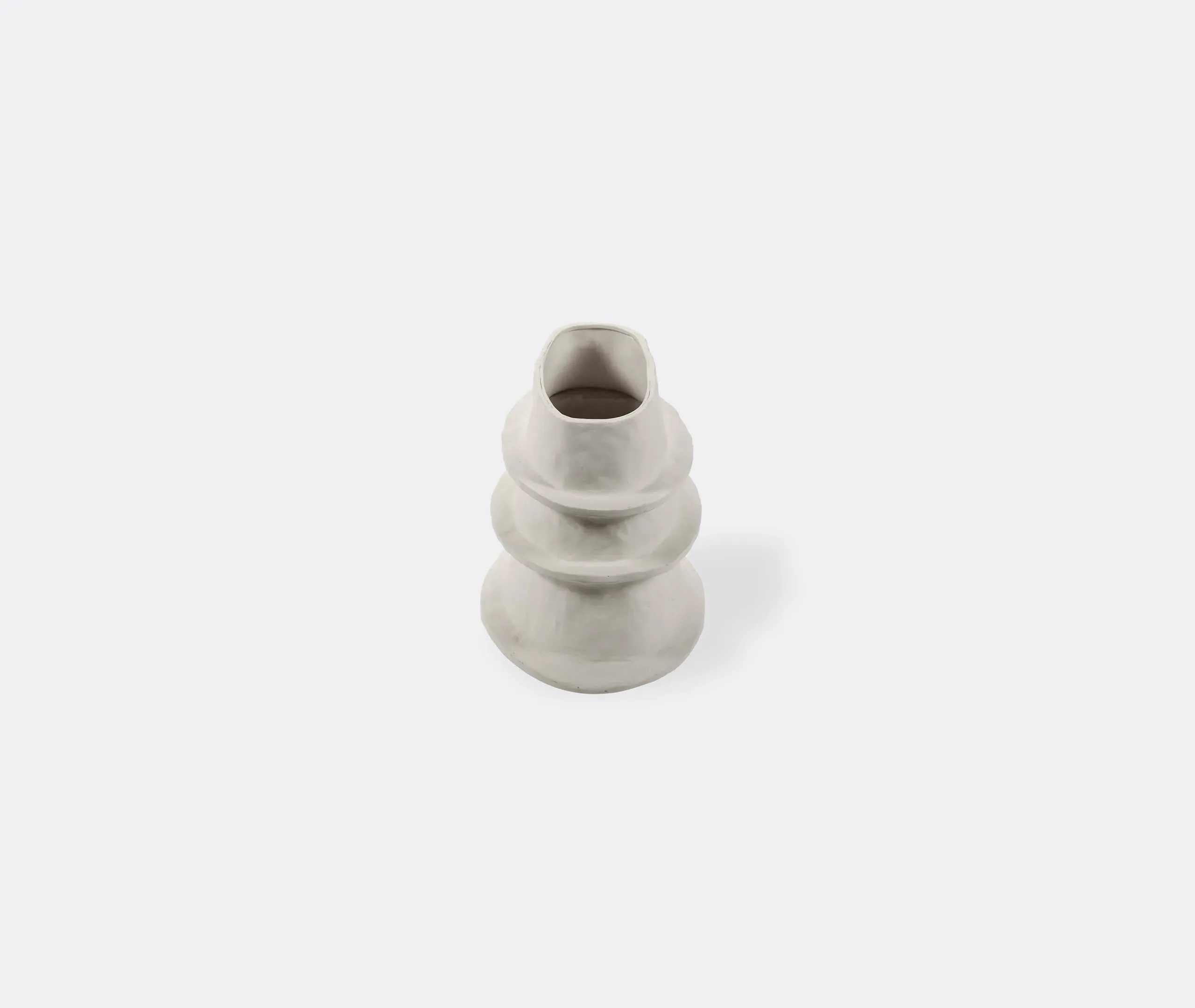 Small Flower Pot with Textured Rings - Beige