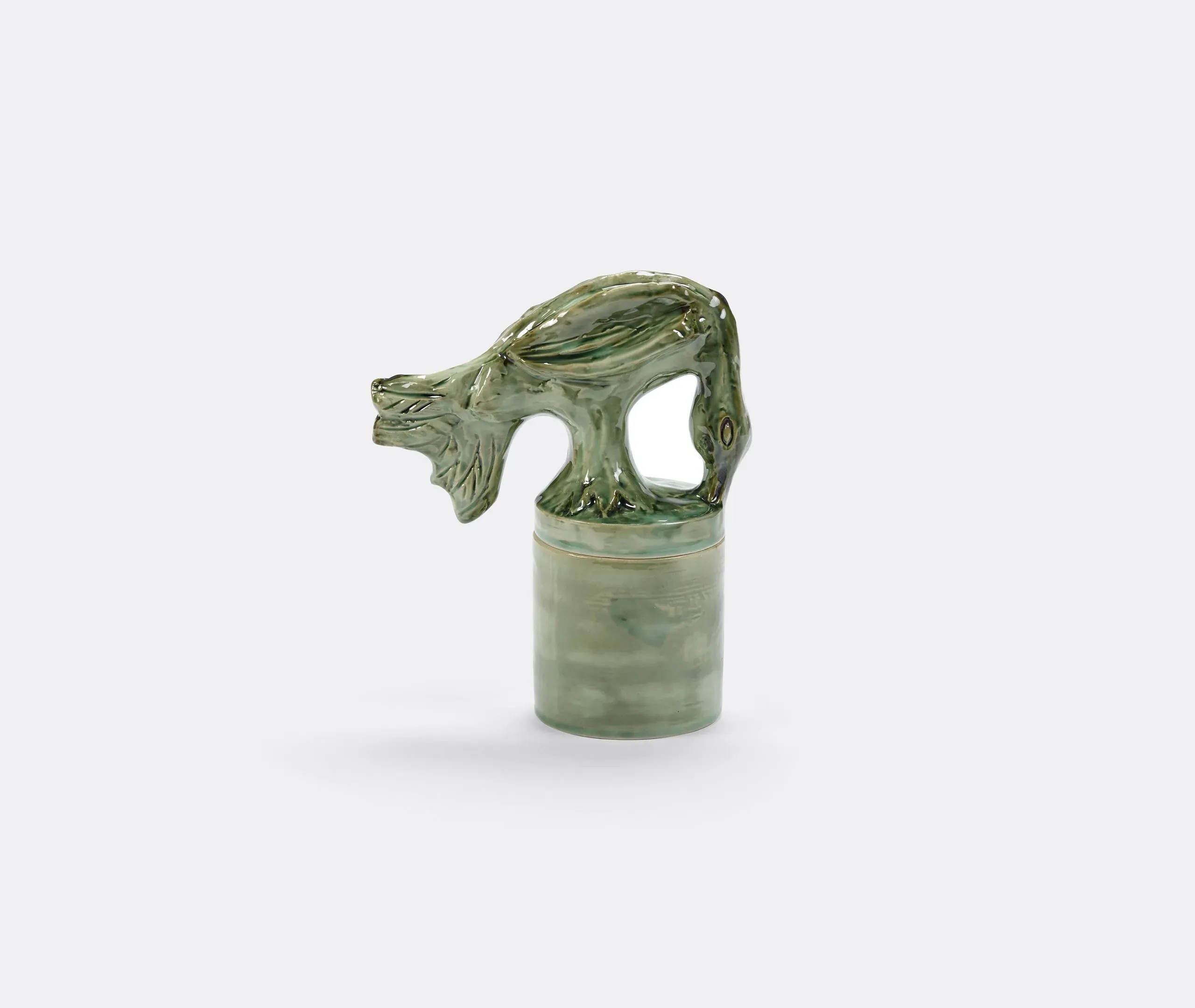 Small Scented Candle with Bird Lid - Green Ceramic image