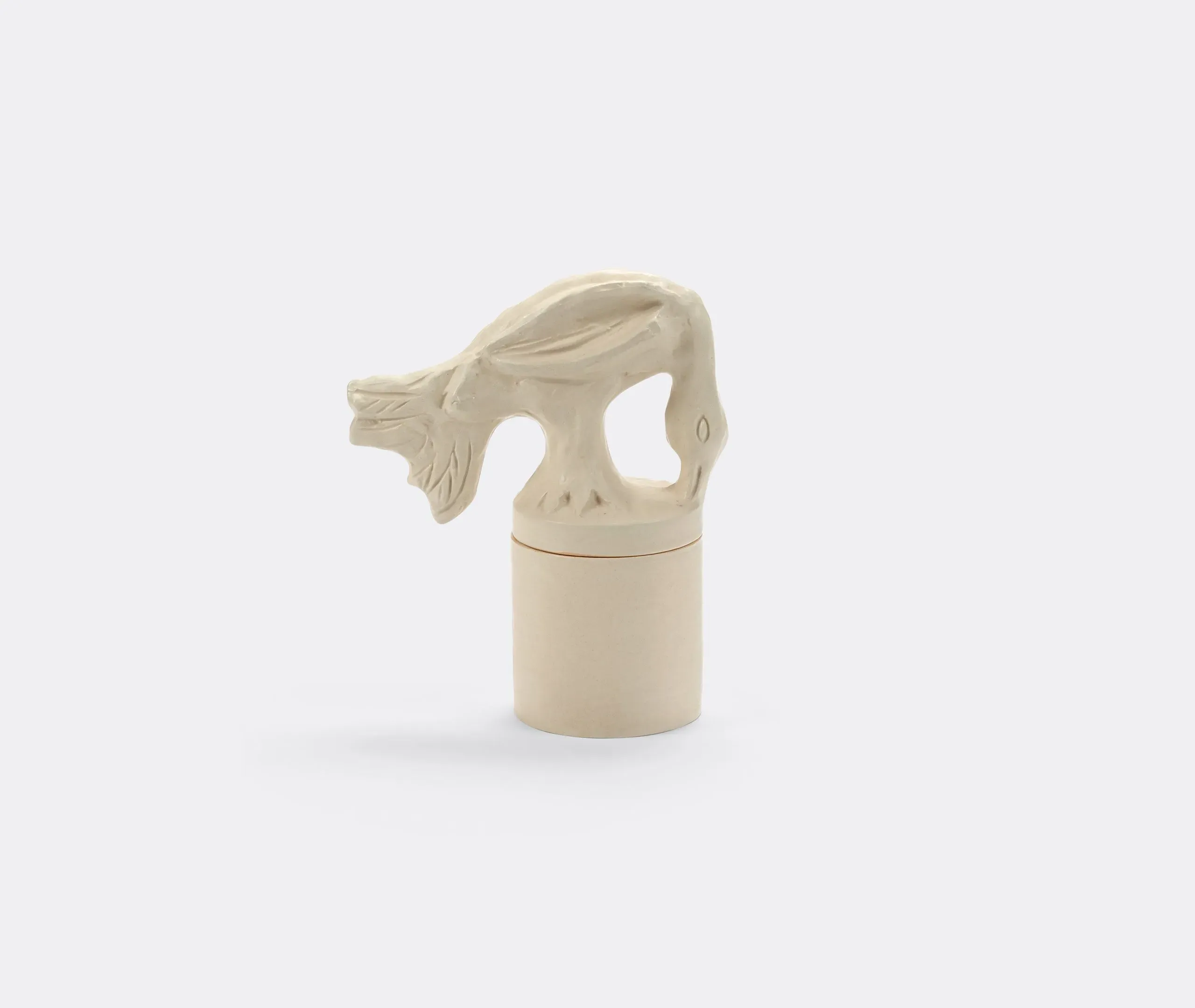 Small Scented Candle with Bird Lid - Ivory, Ceramic image