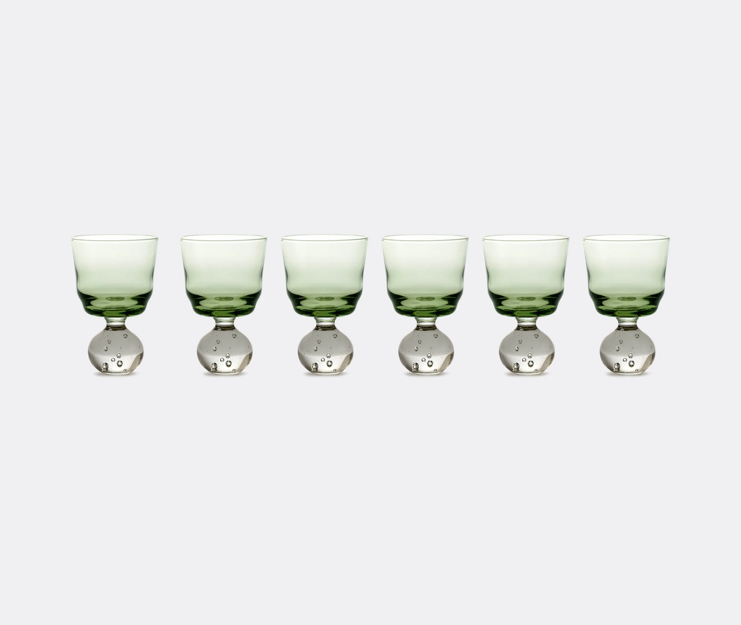 Small Stemmed Glass Set of 6 - Green, Glass image